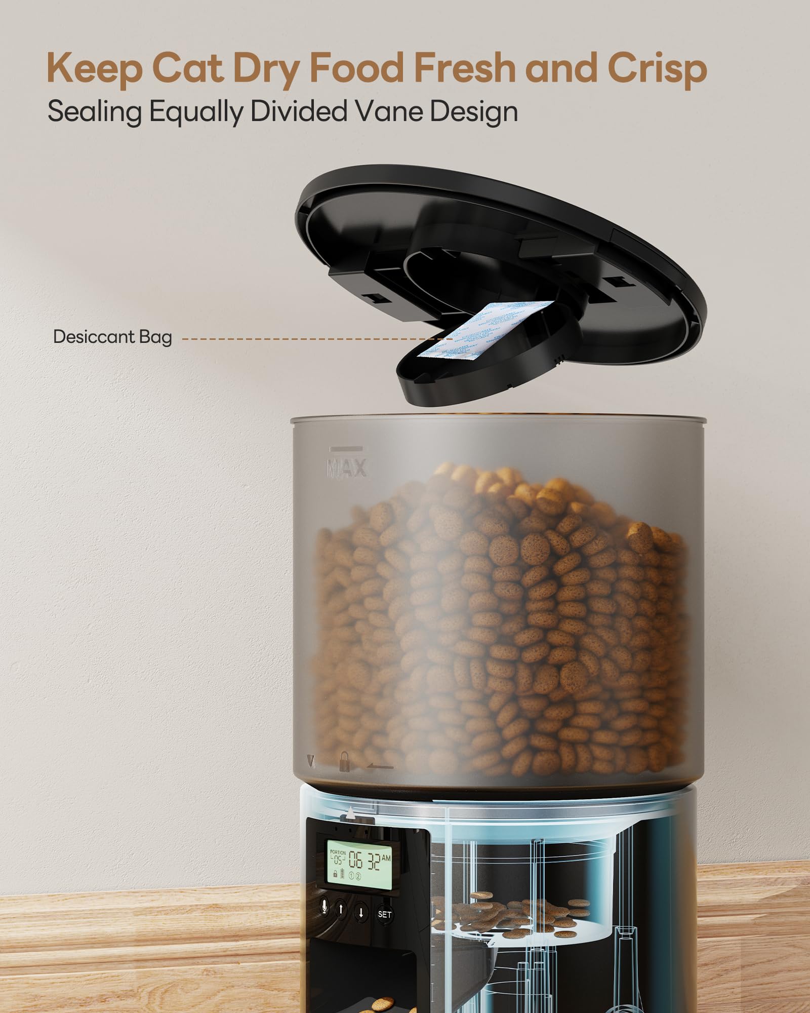 Distributore Automatico Cibo Gatti: Dispenser Crocchette Gatto con 10S Registrazione - Dosatore Crocchette per Cani con Orari di Mangiatoia Personalizzati 1-6 Pasti al Giorno Timer Programmabile
