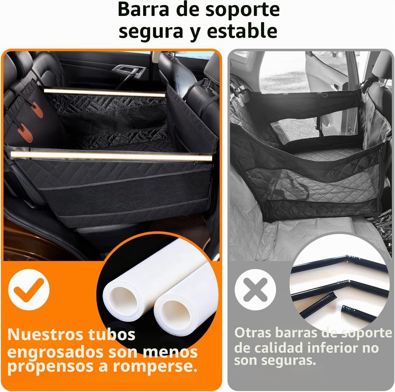 GGW Asiento trasero para perros medianos y grandes – Asiento de seguridad con correa de fijación, asiento para perros antideslizante e impermeable como cama para perros para coche, SUV