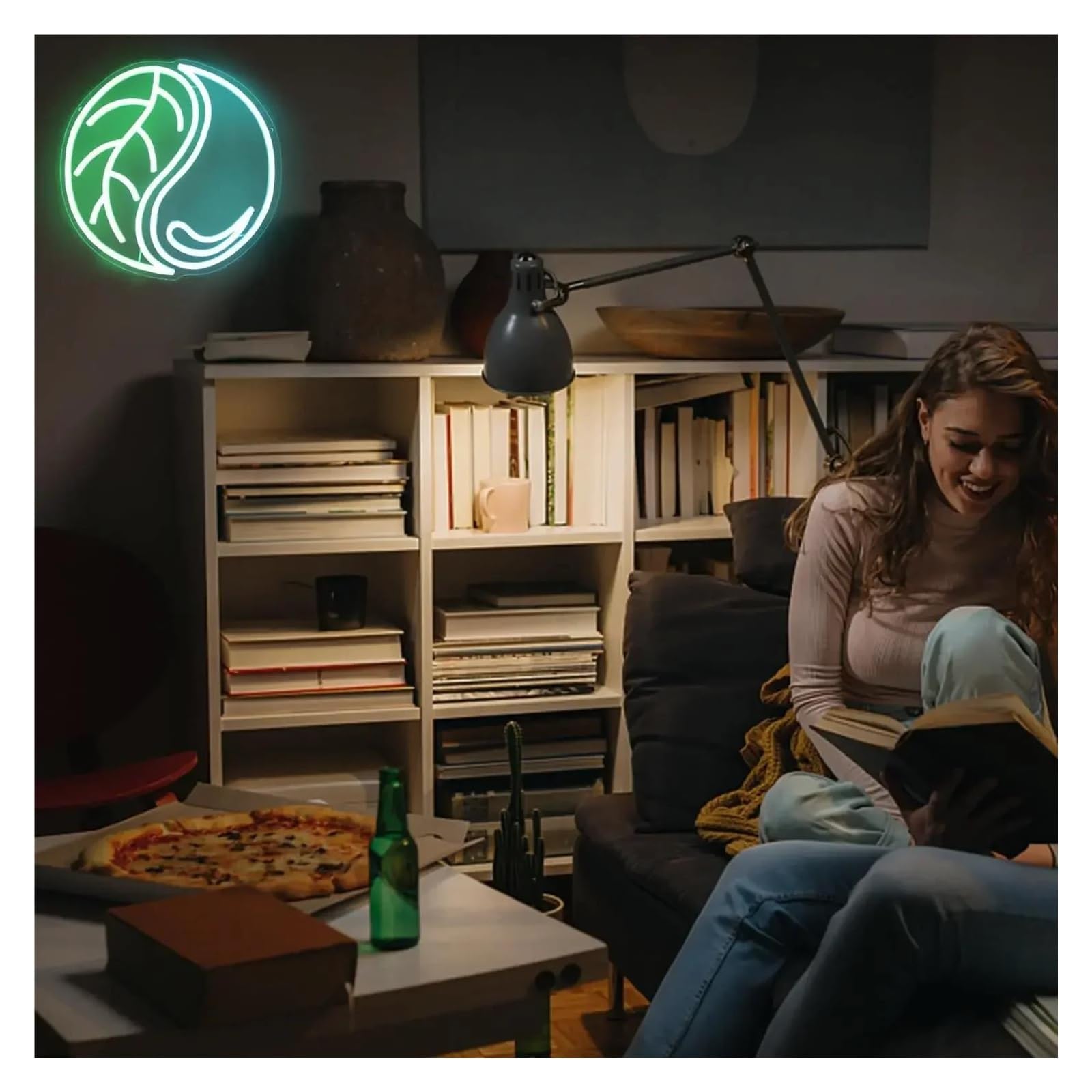 Luz de Diseño de Digital Letrero De Neón Yin Yang, Luz LED De Decoración De Tai Chi Para Pared Para Dormitorio, Lámpara Iluminada Para Oficina, Cueva De Hombre, 32cm×32cm