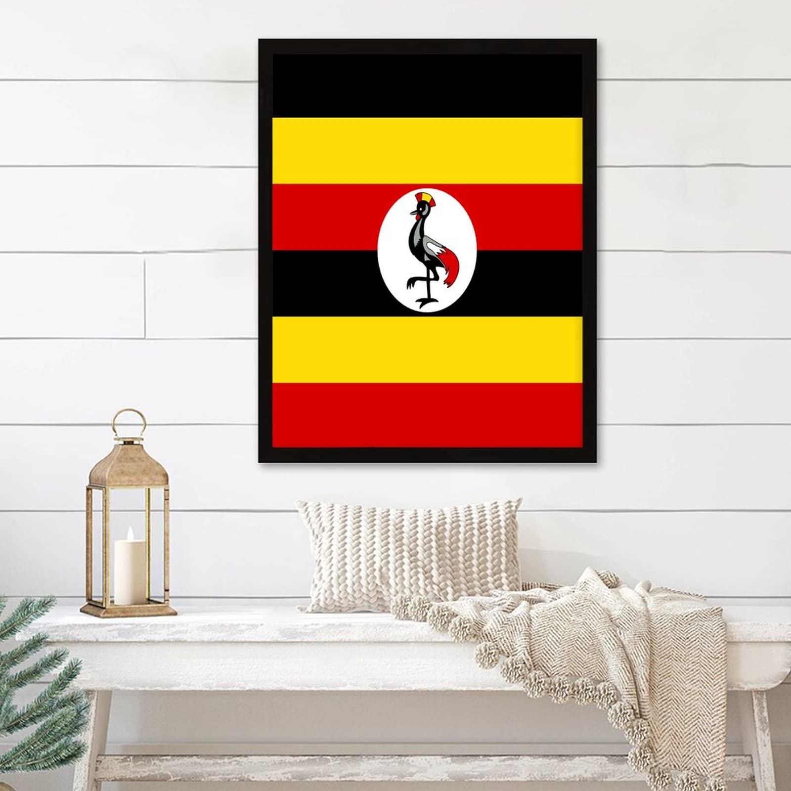 Cadre en bois personnalisé drapeau Ouganda tableau mural haut de gamme