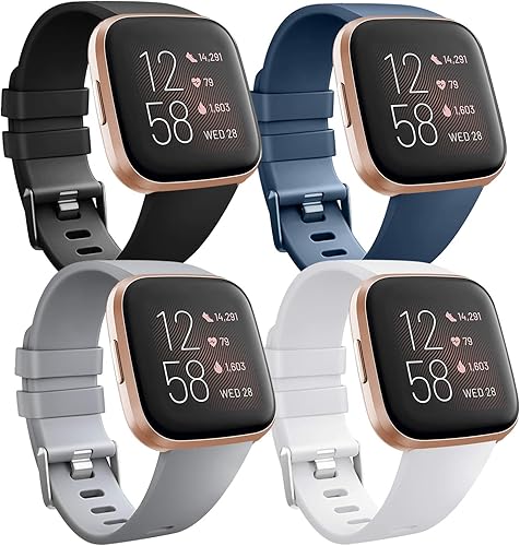 4 unidades Bandas compatibles con Fitbit Versa 2, Fitbit Versa, Versa LiteSE, surtido de pulseras de silicona suave con patrón accesorios para