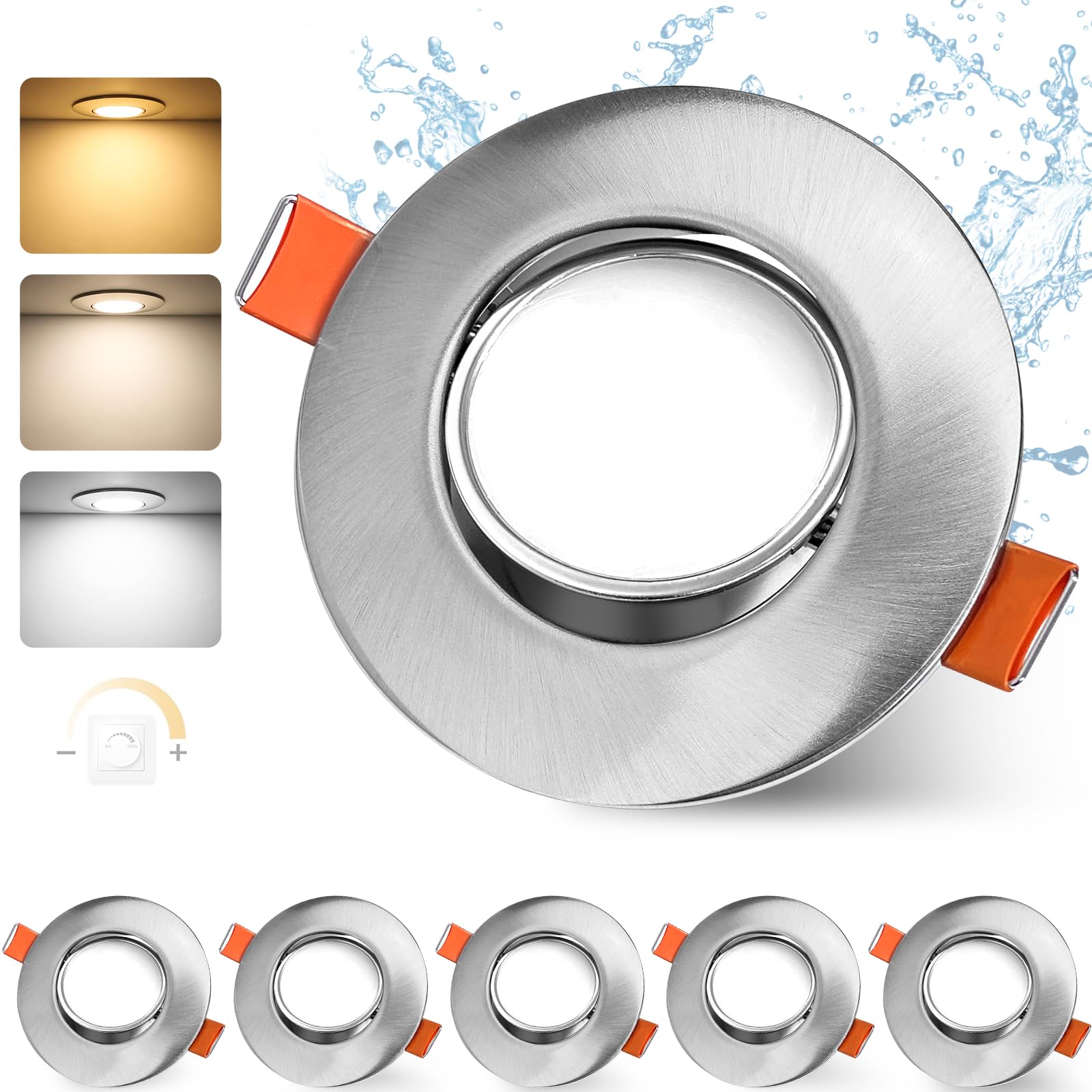 IP44 LED Inbouwspot Rose - badkamer of buiten - Ronde spot - Chrome glimmend - Warm Wit - 3000K - 3W