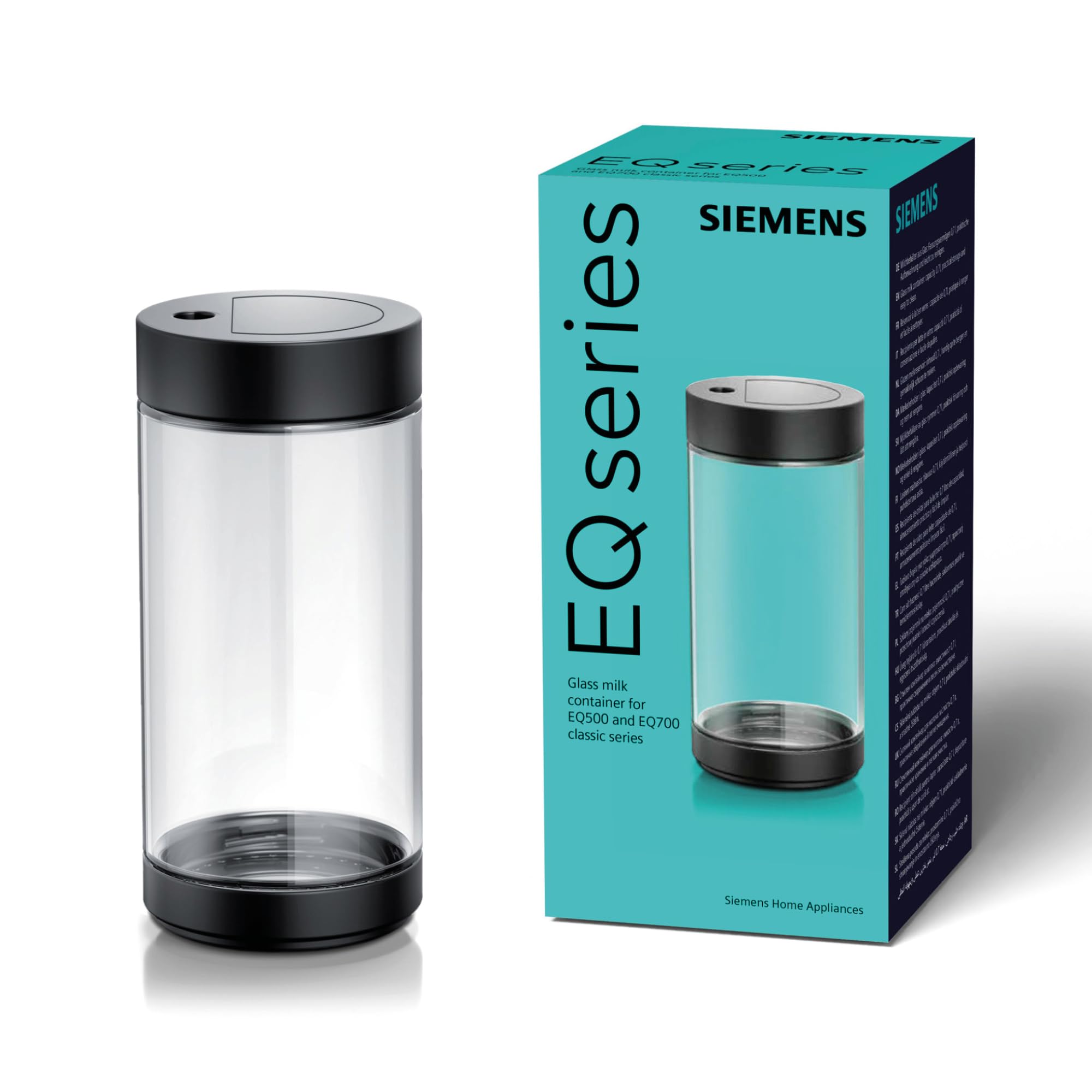 Siemens Milchbehälter aus Glas, TZ80008, spülmaschinengeeignet, 0,7 Liter passend für Kaffeevollautomaten EQ6 plus, EQ500 classic, EQ700 classic
