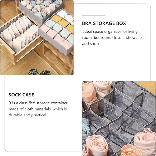 Miniatura 5 de Wakauto Underwear Organizer Storage Box with Gray Compartments Moisture-resistant Cloth Sock Divider Container for Home Capacity Folding Storage