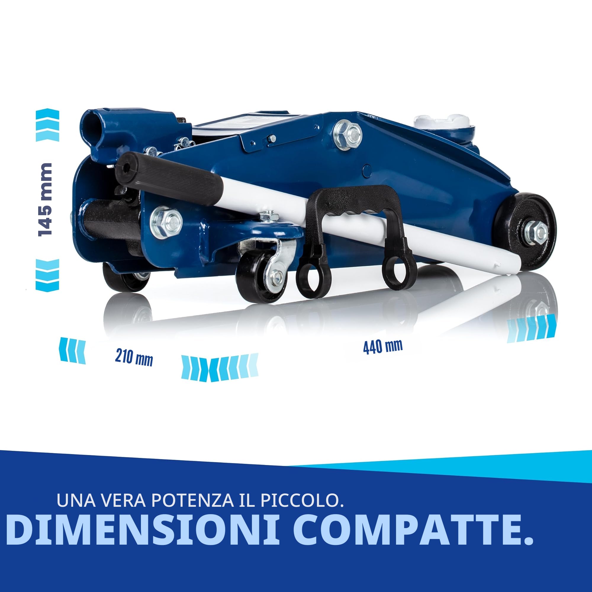 Cric idraulico NTG 2T (2000 kg) - Certificato TÜV - Cric mobile e manovrabile con struttura in acciaio, altezza di sollevamento 130-330 mm - Per autovetture, autoveicoli, cambio pneumatici