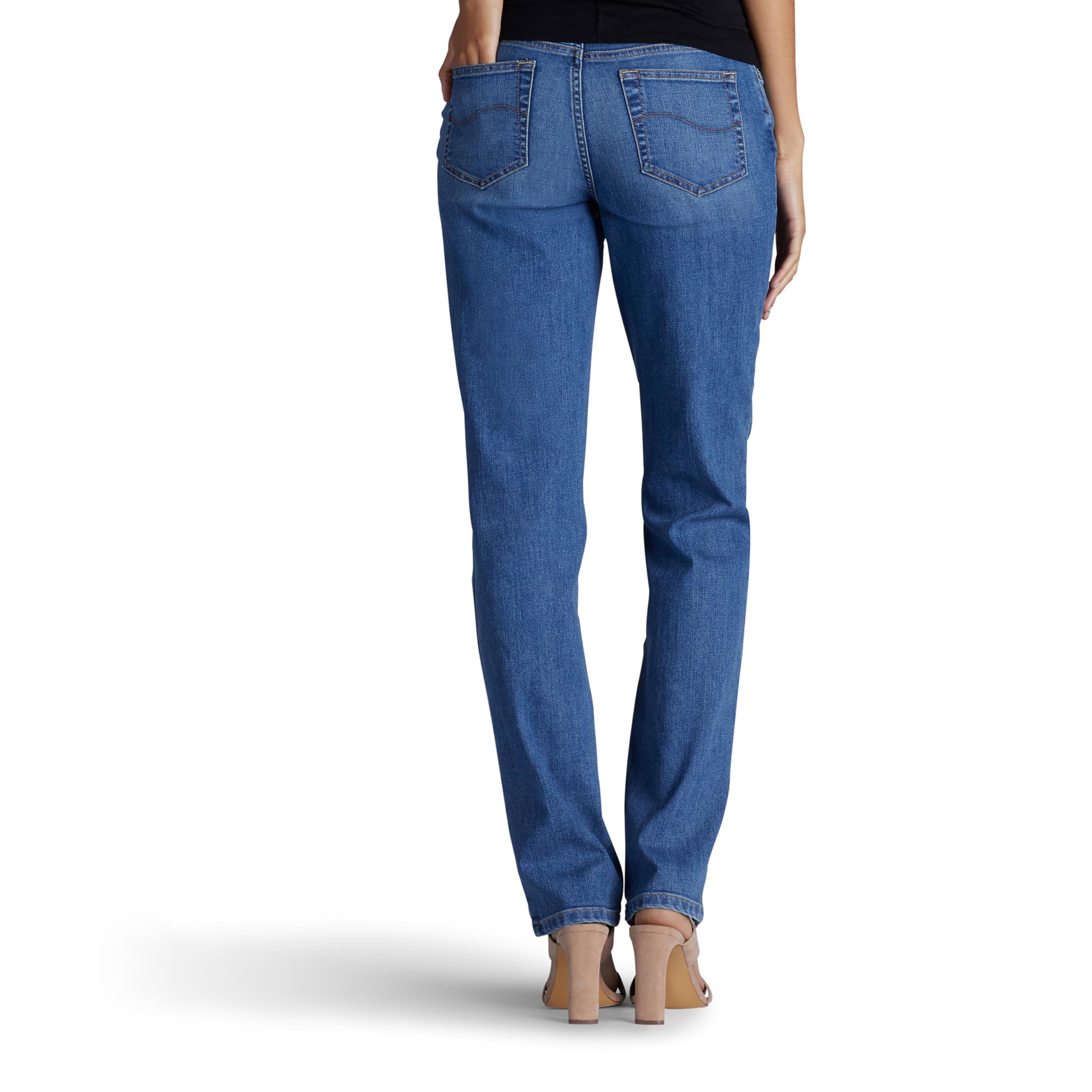 Lee Uniforms Damen Petite Relaxed Fit Straight Leg Jeans, Mittelblau, 50 Zierlich – Ansicht 2