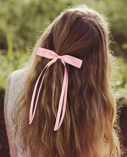 Miniatura 5 de AWAYTR Clip de lazo de satén sedoso, paquete de 3  rosa, beige, negro (cola larga, accesorio para el cabello, fijación del cabello, mujeres, todas