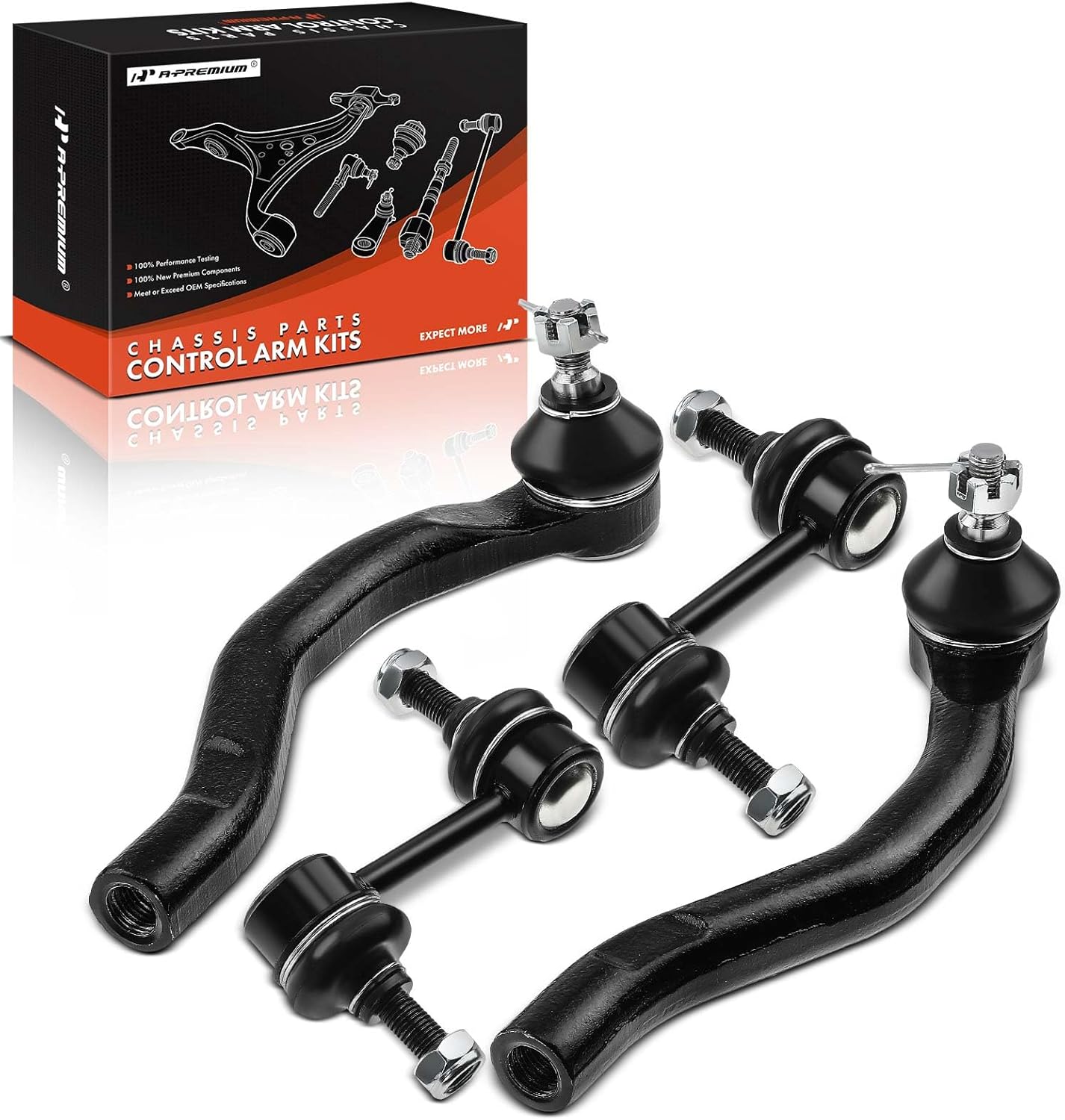 A-Premium Set of 4, Front Sway Bar Link, Outer Tie Rod End, Compatible with Honda Accord 2003 & 2005-2007, Acura TSX 2004-2008