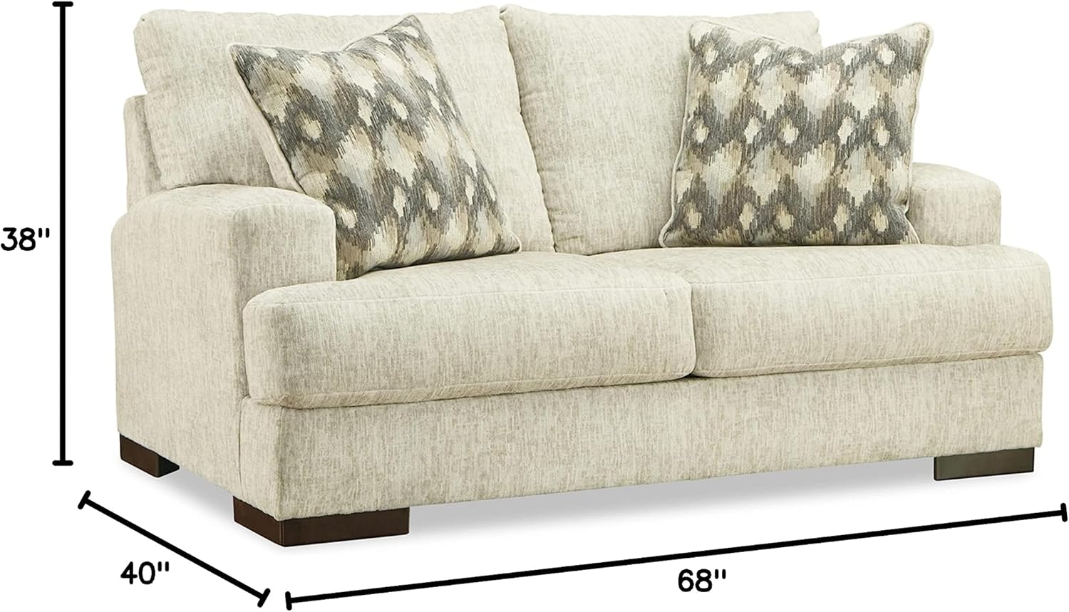 Beige Microfiber Track Arm Loveseat with Removable Cushions