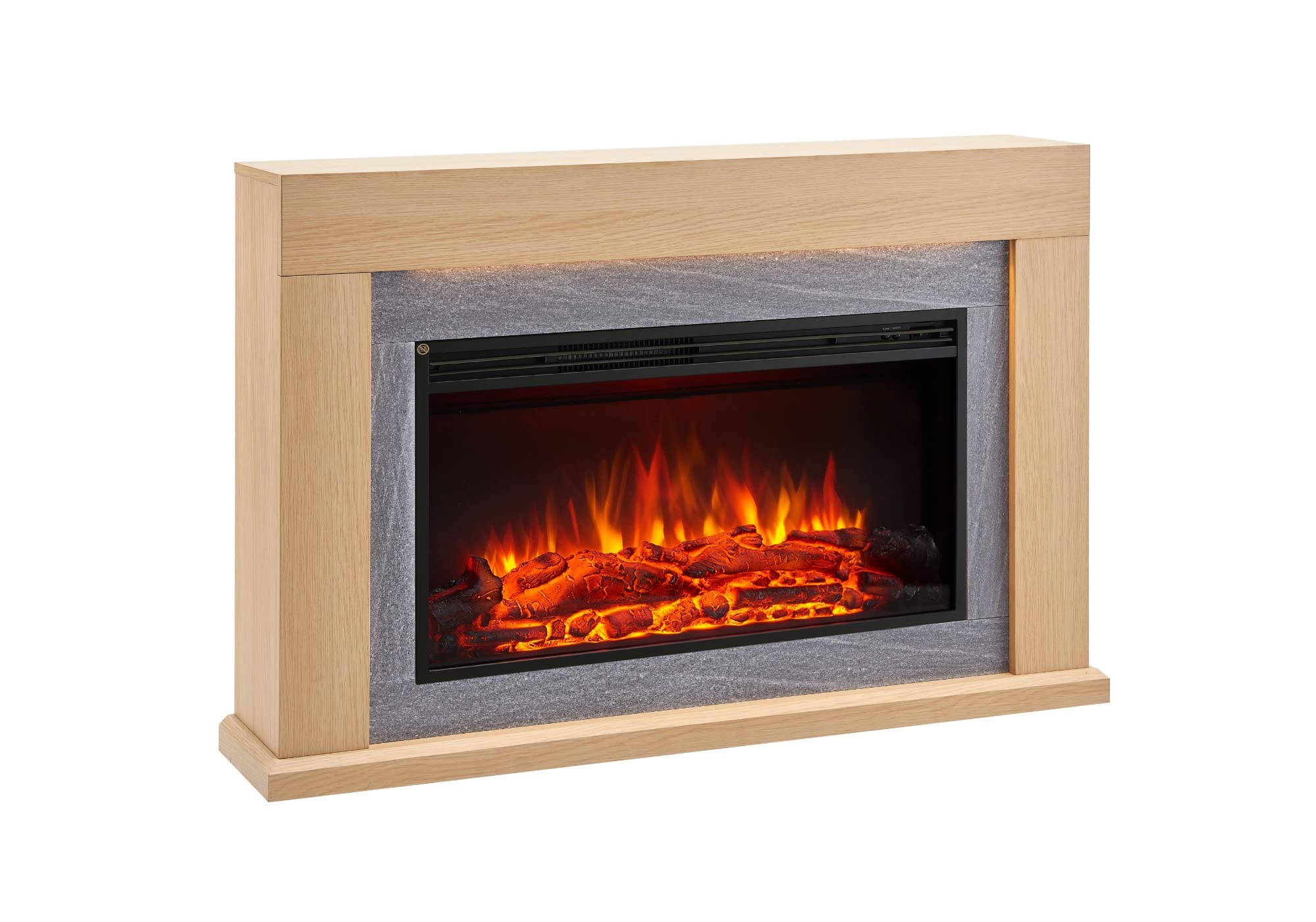 Flamme Natural Oak Madura Fireplace With 47'' Surround With 2Kw Fireplace Heater Multiple Colours Available