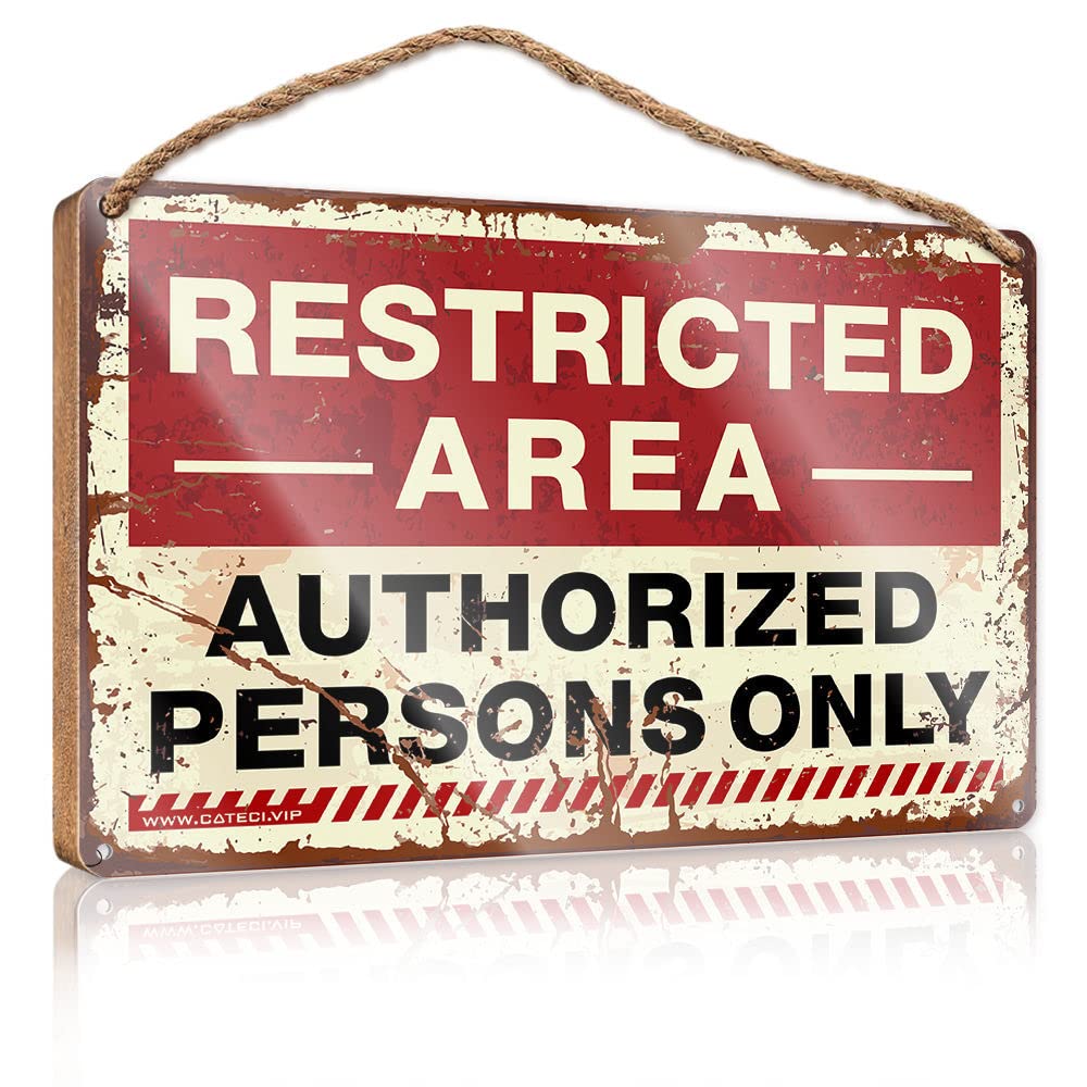 FZFN Signs & Plaques Restricted Area Authorized Persons Only Wooden Sign Bar Signs For Man Cave Bar Signs For Home(23X35CM)