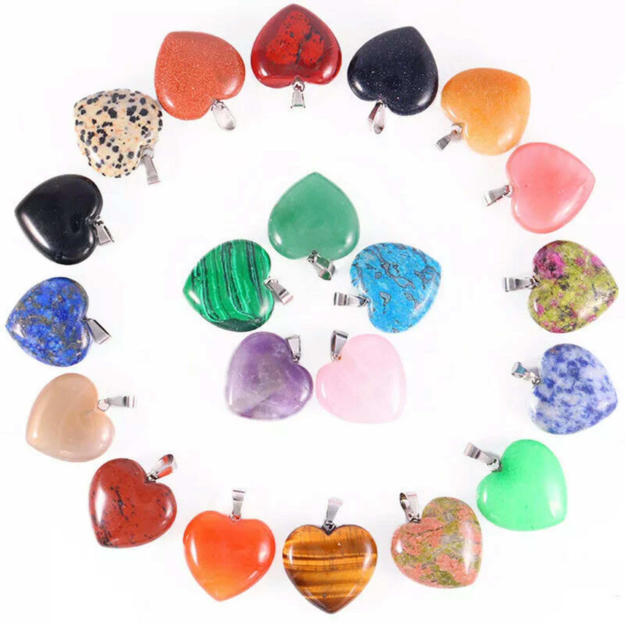 Lot de 20 pendentifs en Forme de cœur en Cristal de Quartz Naturel de 25 mm pour la Fabrication de Bijoux