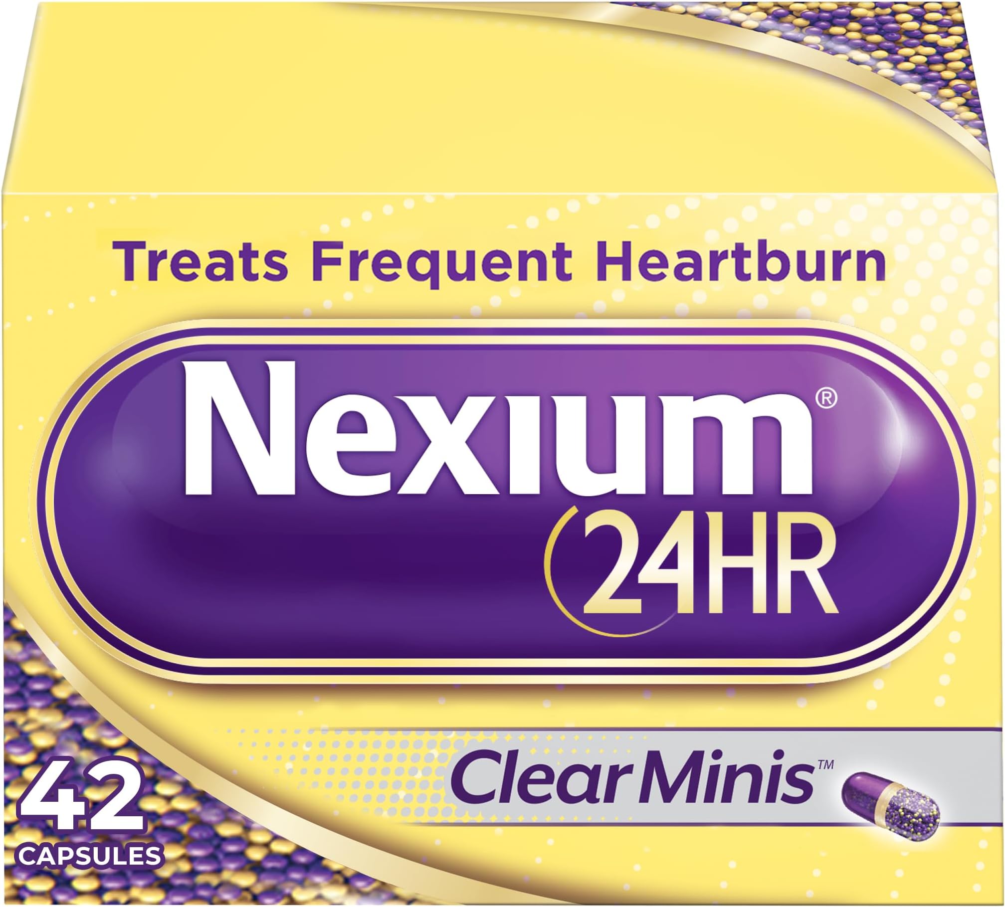 24HR ClearMinis Acid Reducer Heartburn Relief Delayed Release Capsules For All-Day And All-Night Protection From Frequent Heartburn, Heartburn Medicine With Esomeprazole Magnesium - 42 Count