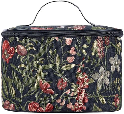Miniatura 1 de Signare Neceser de tapicería, bolsa organizadora de maquillaje para mujer, diseño de jardín matutino, color negro (TOIL-MGDBK)