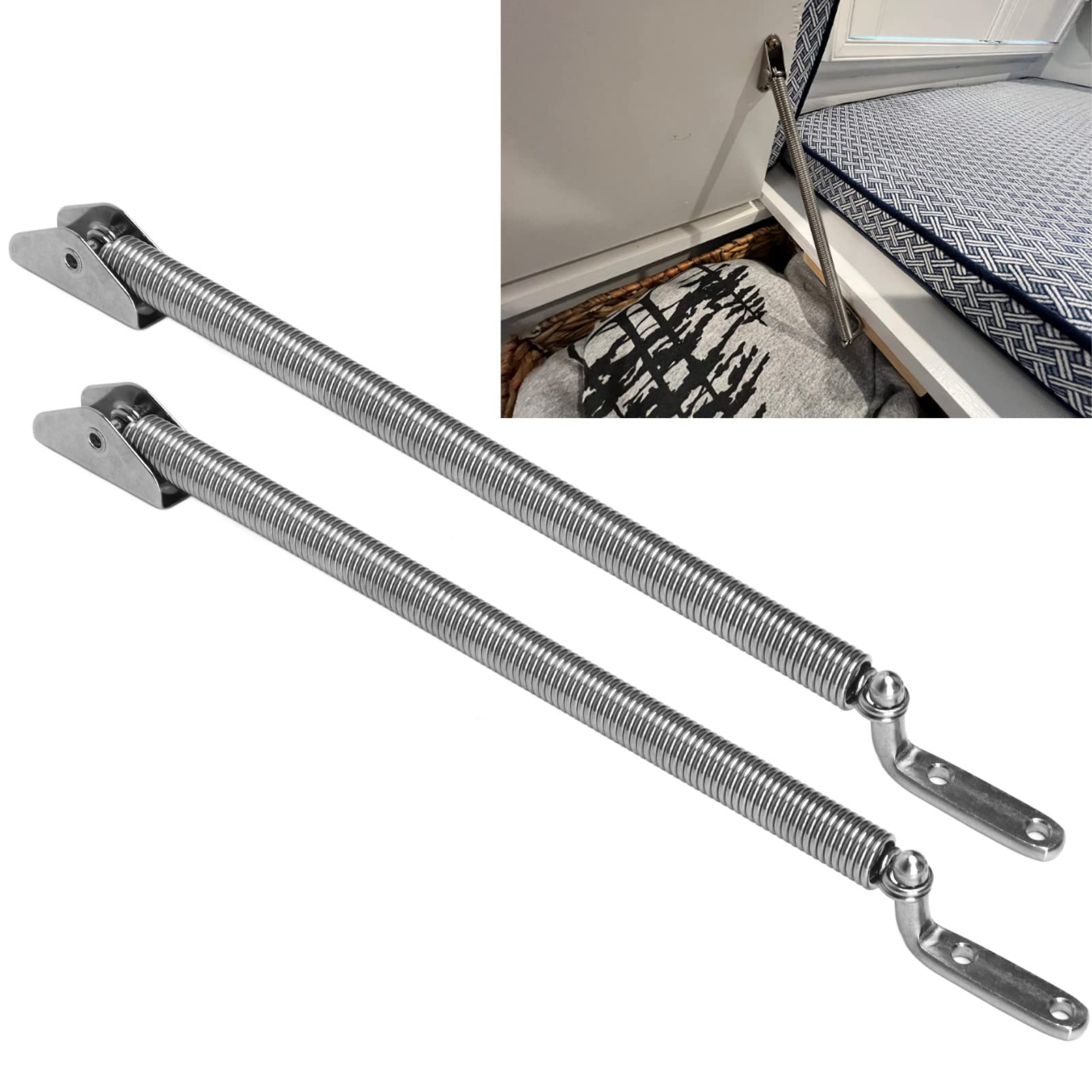 Keenso Lukendeckel-Stützhalter, 2 Stück Feder Lukenhalter 320 Mm Länge Hochleistungs-Edelstahl Hochfester Lukendeckel-Stützfederhalter Boots-/Yachtteile