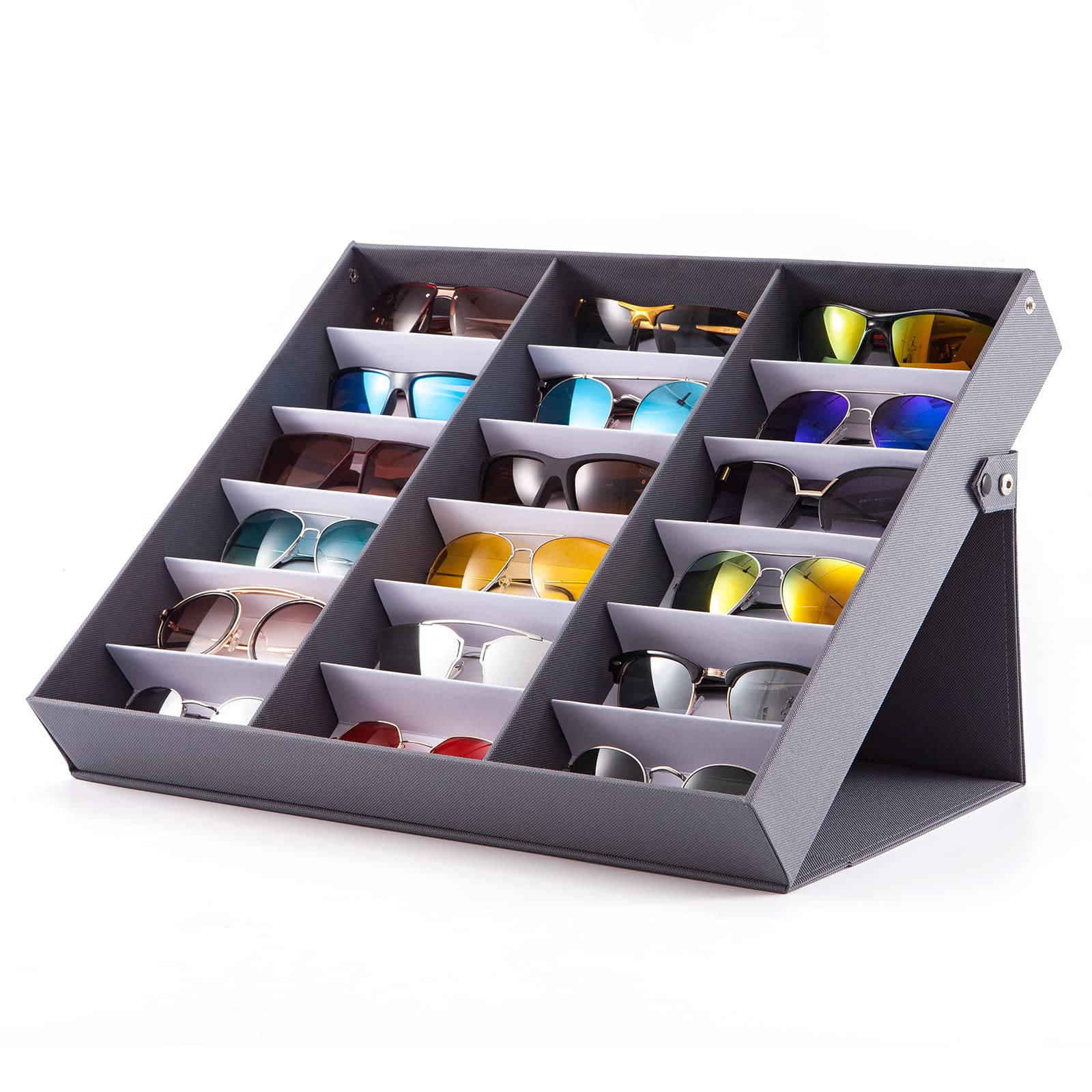 TRIUMPH VISION Sunglasses Organizer Storage Eyeglasses Holder - Multiple Glasses Case Box Eyewear Case with Lid