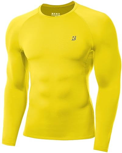 Roadbox Mens Compression Shirt, Cool Dry Long Sleeve Workout Shirts,