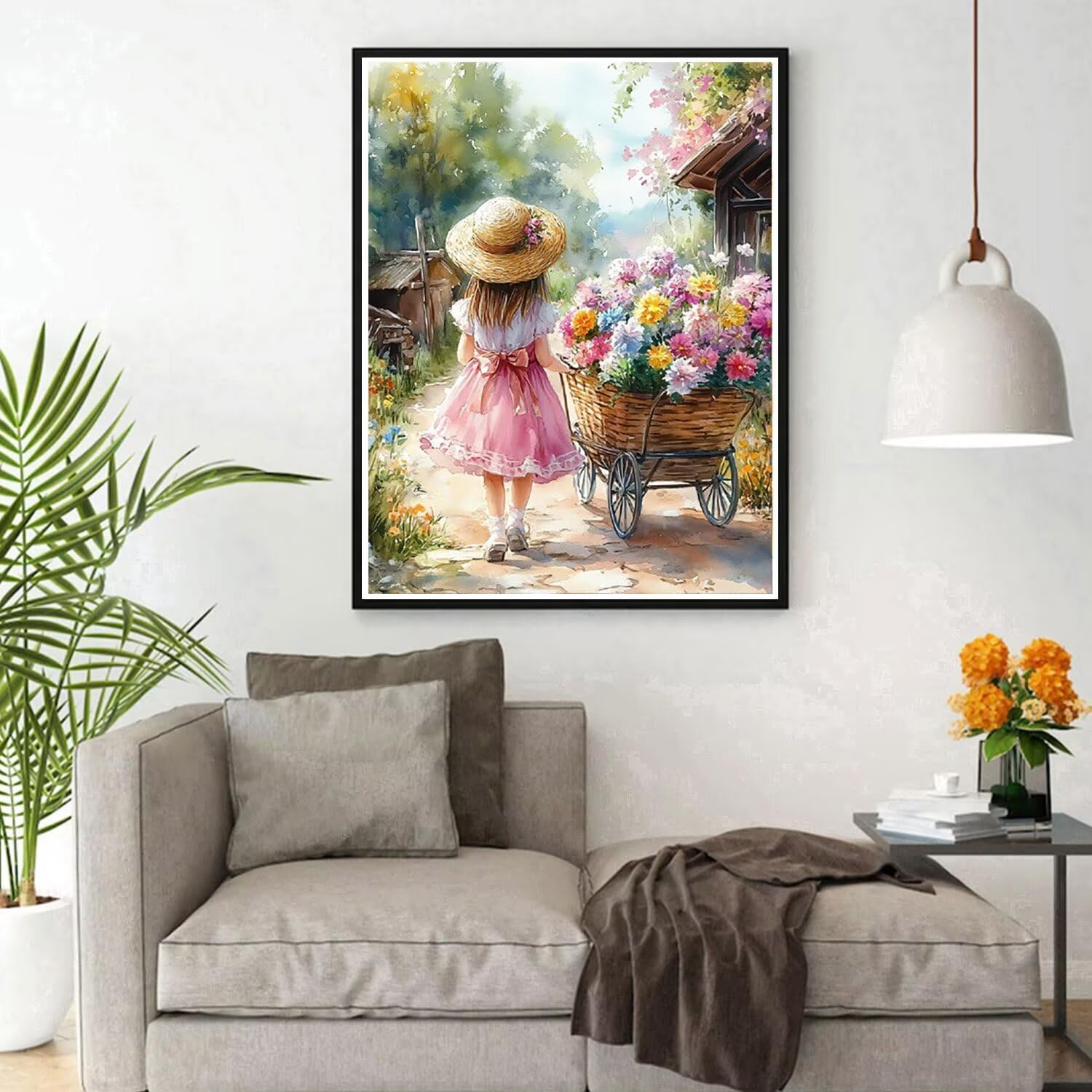 Mädchen Diamond Painting Erwachsene für Bastelset Kinder ab 6 Jahre, 5D Amazon Diamond Painting Viereckige Steine Blumen, DIY Full Diamant Set für Wanddeko Hauswand Festival Geschenke 70x90cm C3-690