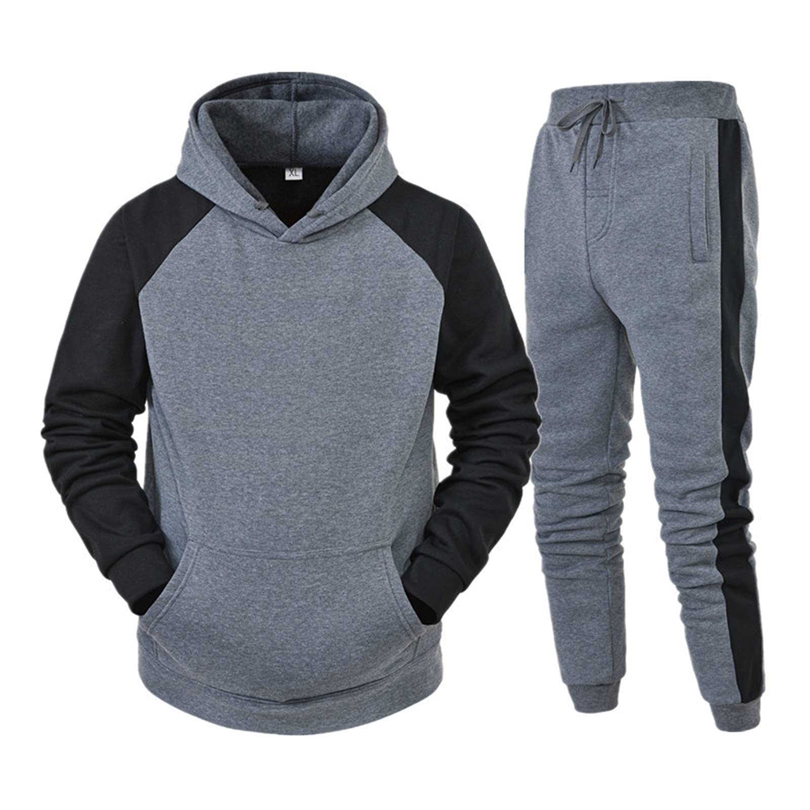 Tuta da Ginnastica Uomo Completa Traspirante in Felpa con Cappuccio E Pantalone Set Jogging Tuta Ginnastica Tuta Felpata Tuta Uomo Felpata Completa