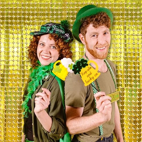 Vista 17 de Cortina cuadrada de oropel para fiesta, 5 cortinas de flecos de papel de aluminio con purpurina, decoración de fiesta, fondo negro para cabina