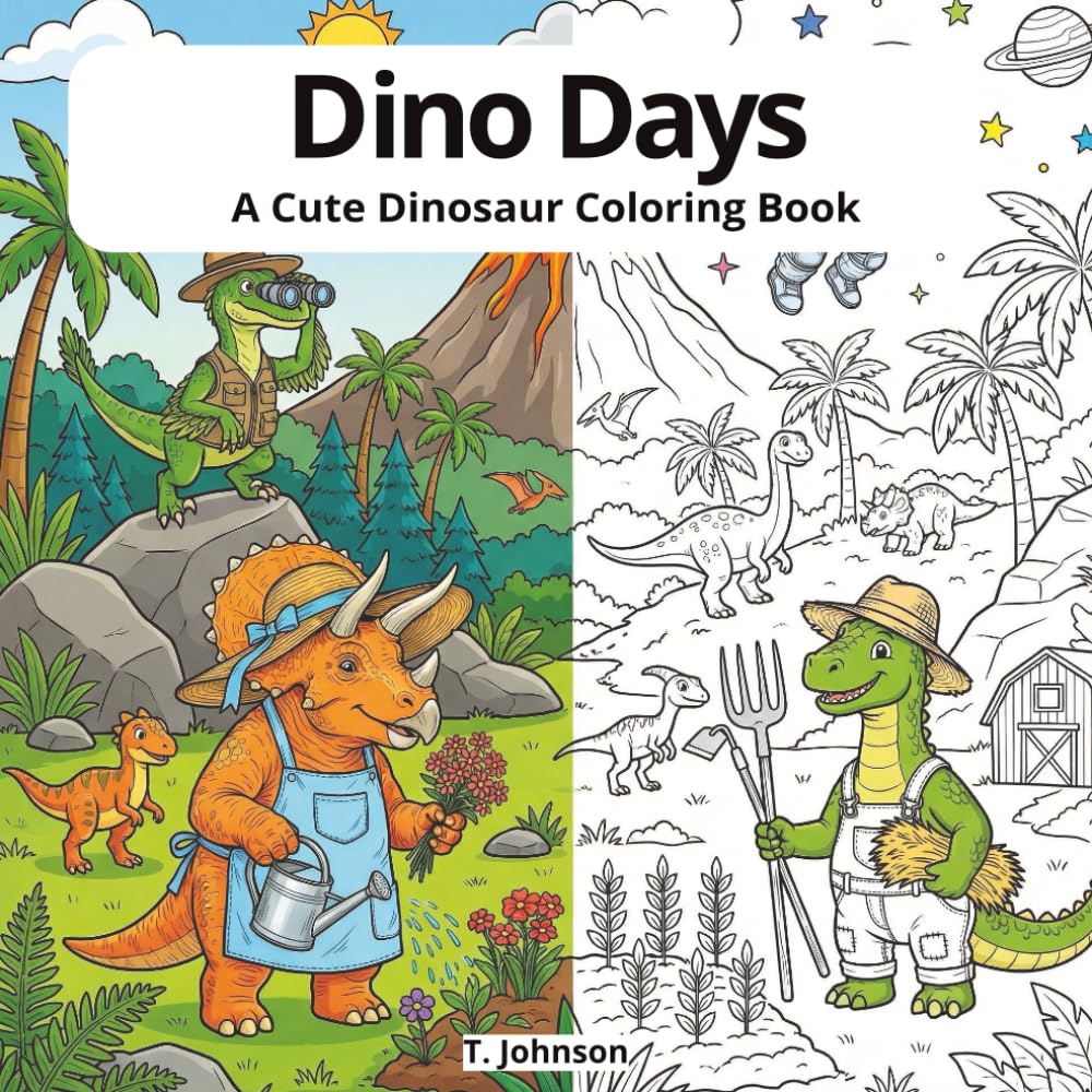 Dino Days: A Cute Dinosaur Coloring Book for Kids