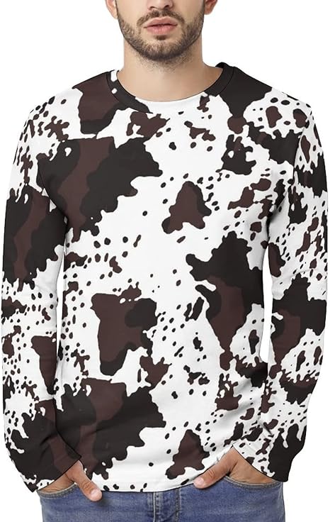 Amazon Co Jp Tシャツ 長袖 ロングスリーブtシャツ メンズ インナーシャツ ロンt 定番 牛柄 カジュアル トップス 上着 クルーネック 無地 ファッション 快適 柔らかい おしゃれ キャラクター プリント 春 秋 冬 ファッション