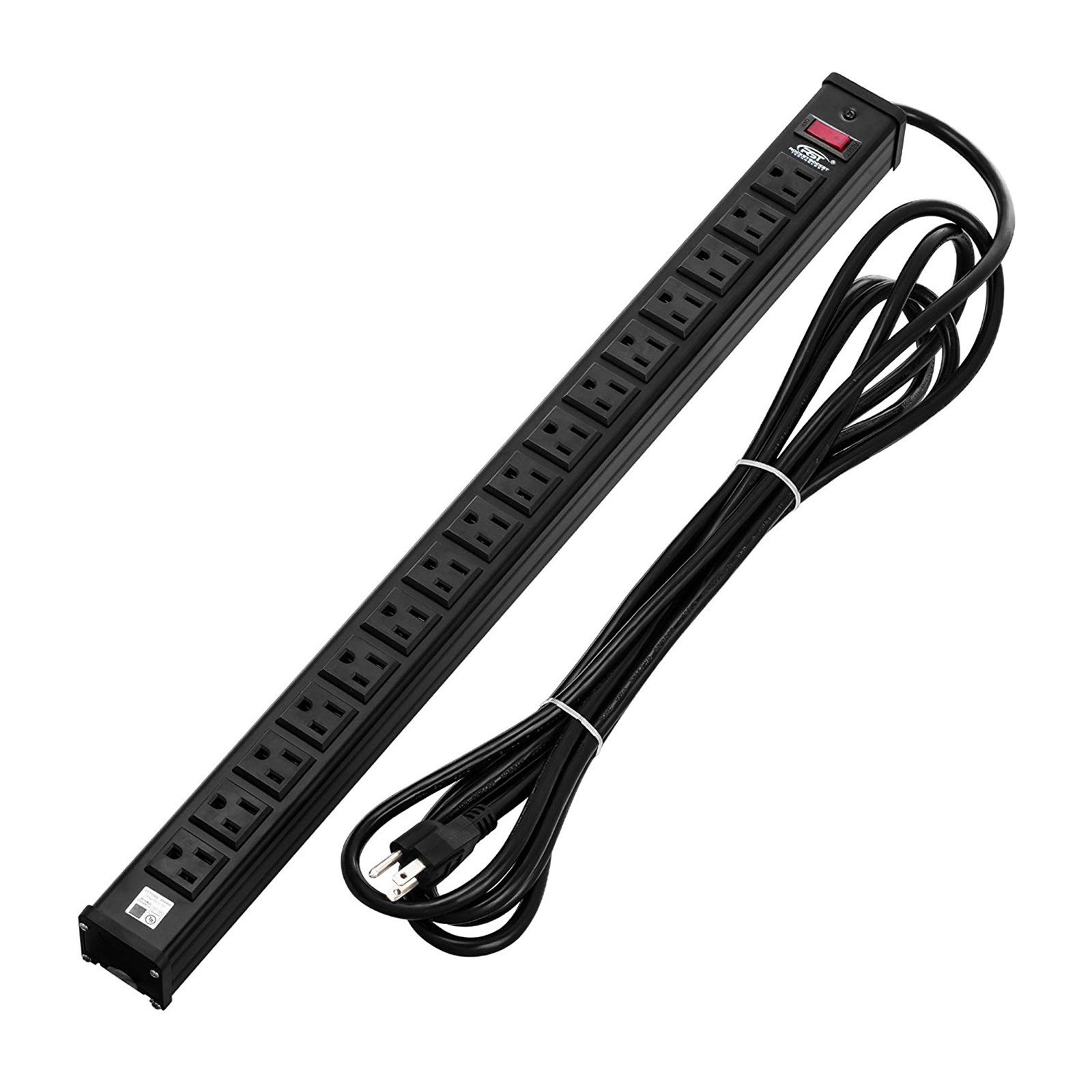 CRST 16-Outlet Heavy Duty Metal Power Strip, 15-Foot Power Cord / 15 Amps / 1875W for Office, School (UL Listed) - 