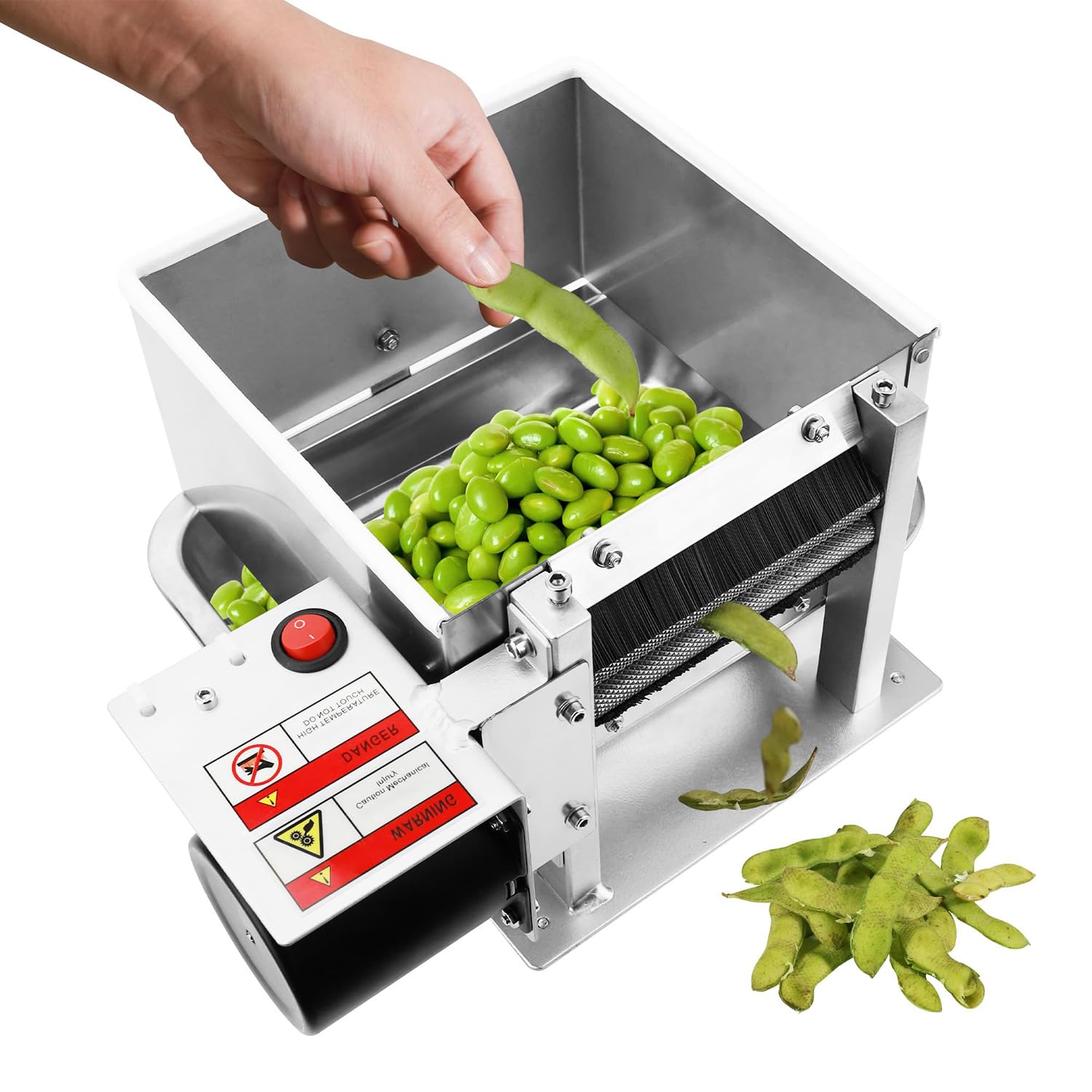 AYCDL Electric Semi-Automatic Sheller, Efficient Pea Sheller Machine Stainless Steel for Peas/Soy/Beans/Edamame