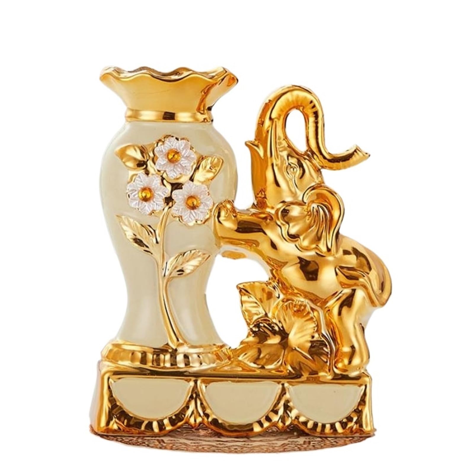 Flower Vase Ceramic Golden Vase Arrangement Dining Table Home Decoration Accessories Creative Vases(Color2)