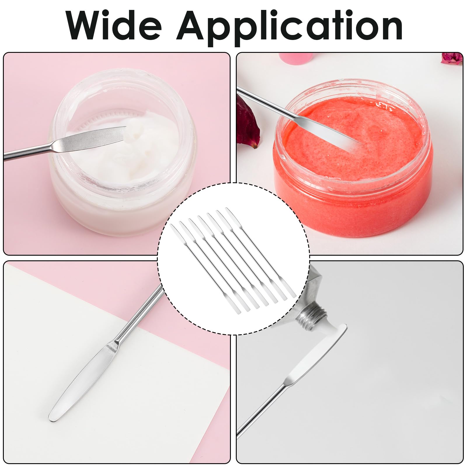 Andibro 4 Pcs Micro Metal Spatula, 6"Lab Spatula Double Ended Micro Spatula Stainless Steel Mini Square/Round End for Mixing Cosmetics Kitchen Laboratories — Amazon image 7