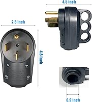 Vista 8 de Enchufe hembra RV de 50 amperios, NEMA 14-50R 125/250 voltios, receptáculo de repuesto resistente con asas ergonómicas para RV, EV, cable generador