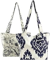 Vista 25 de HPD Half Price Drapes Bolsas de compras reutilizables para comestibles, paquete de 2 bolsas de algodón ligeras PRCT-GB81606-ST, verde Edina/mostaza