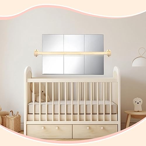 Miniatura 6 de Espejo Montessori de 37.4 pulgadas con barra, barra de dominadas para bebé, espejo Montessori seguro para bebés, soporte de pie para bebé, barra de