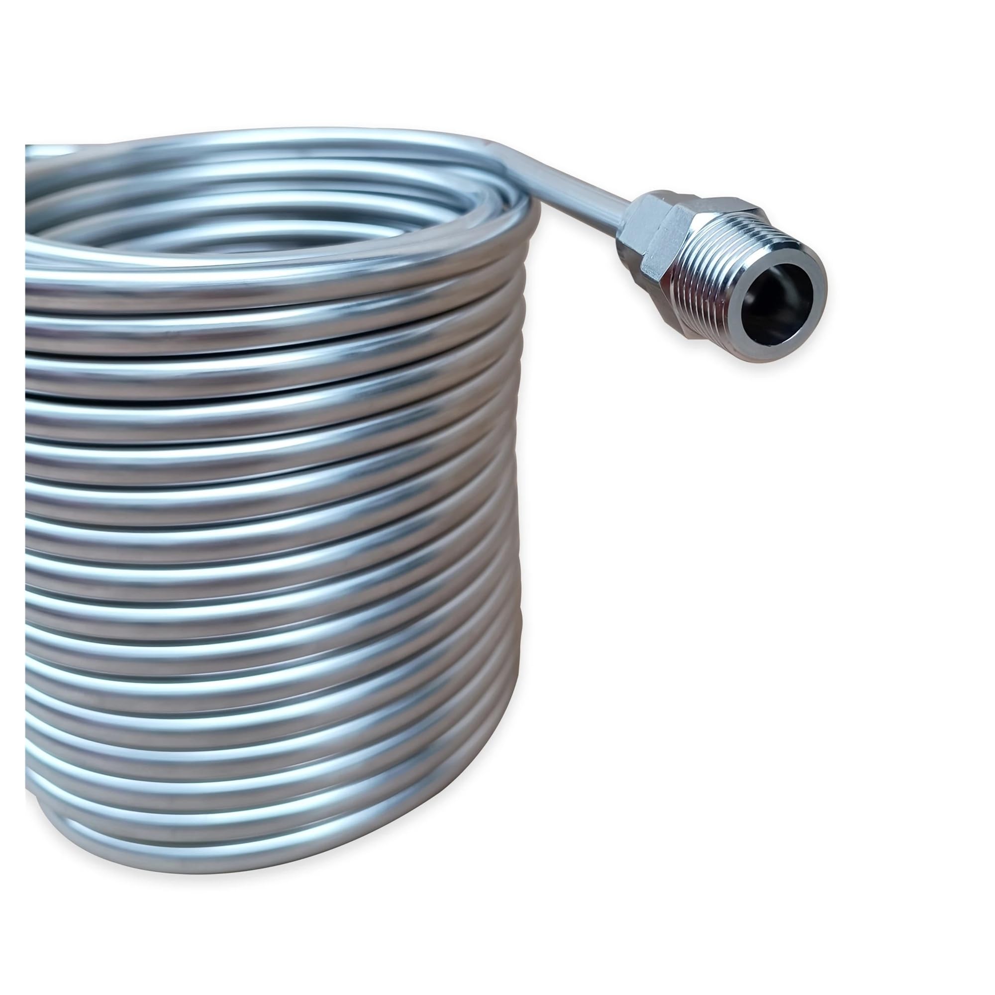 Enfriador de Mosto y Agua for Cerveza de Doble Capa, serpentín de enfriamiento de 14 m de Longitud, Acero Inoxidable 304 de Grado alimenticio, Conector de 3/8" y 1/2" Uso Multifuncional
