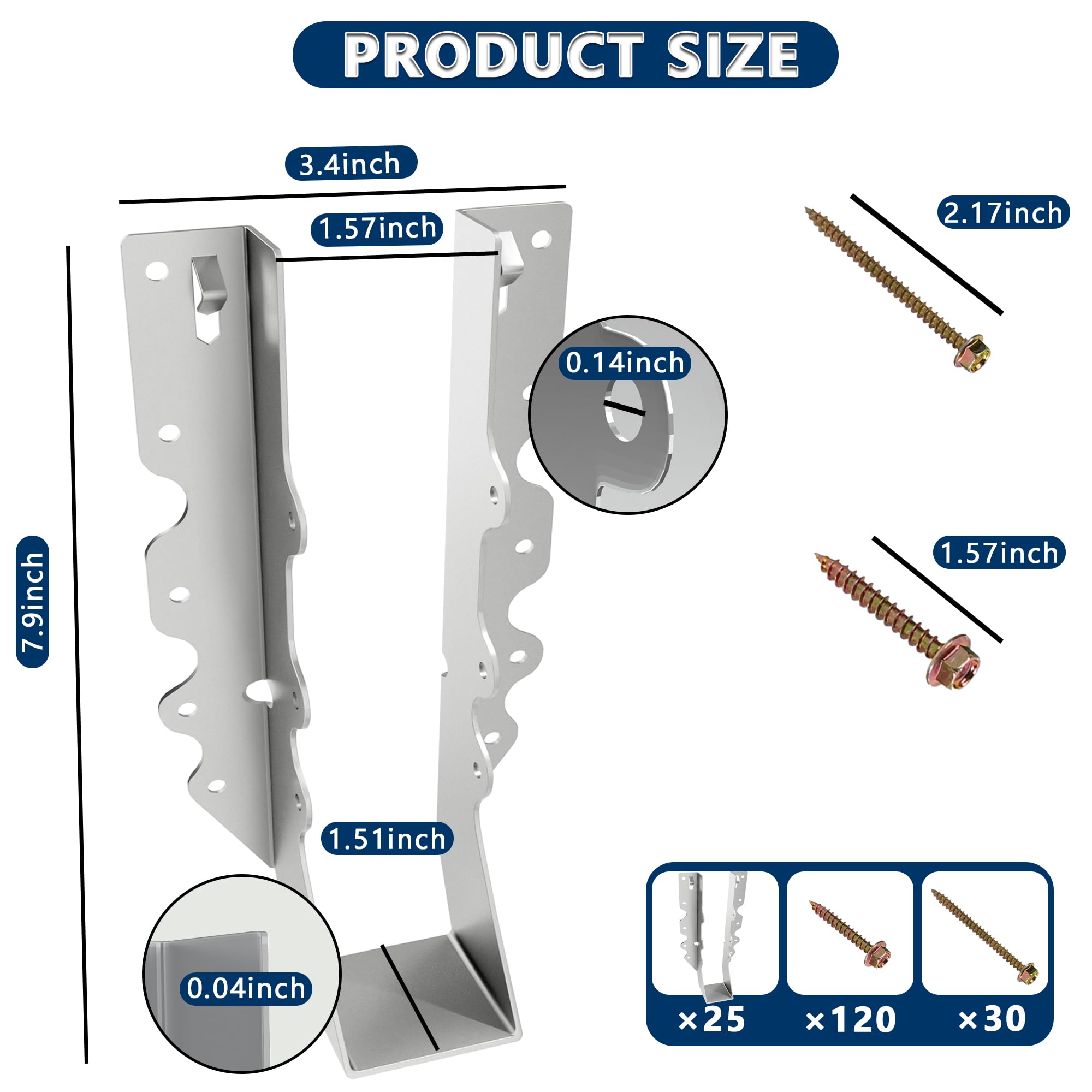 Confezione da 25 ganci per travetti con viti, staffe zincate per legno, legami uragani per travi e connettori per ponte, per capannoni, fienili, portici, tralicci e travetti del soffitto