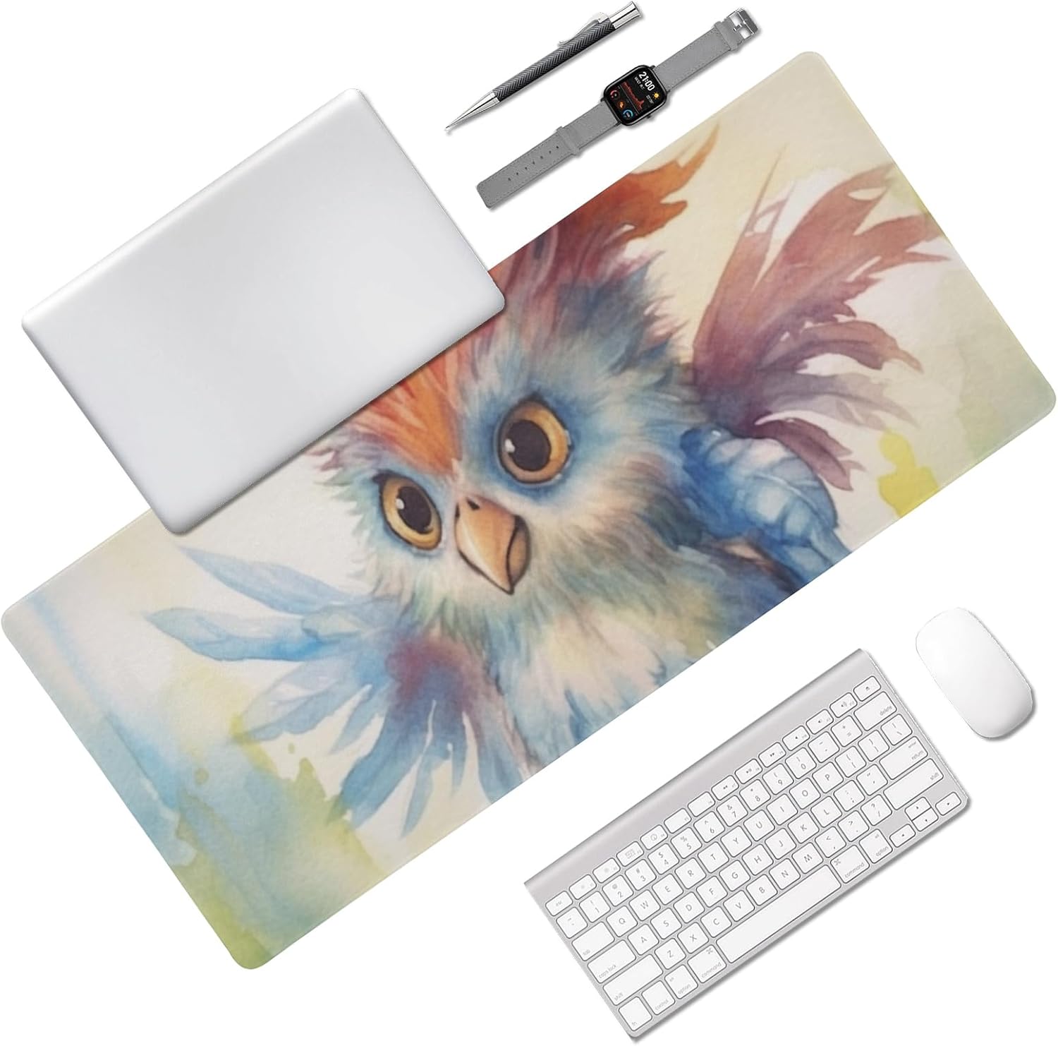 Stitched Edge, Non-Slip Rubber Base Fantasy Griffin Printed Mouse Pad 35.5 x 16 Inch, Ideal for Gamers & Office Work