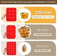 Vista 6 de CAKETIME Moldes de silicona para magdalenas para hornear, molde de tamaño regular para magdalenas, molde para hornear moldes de silicona