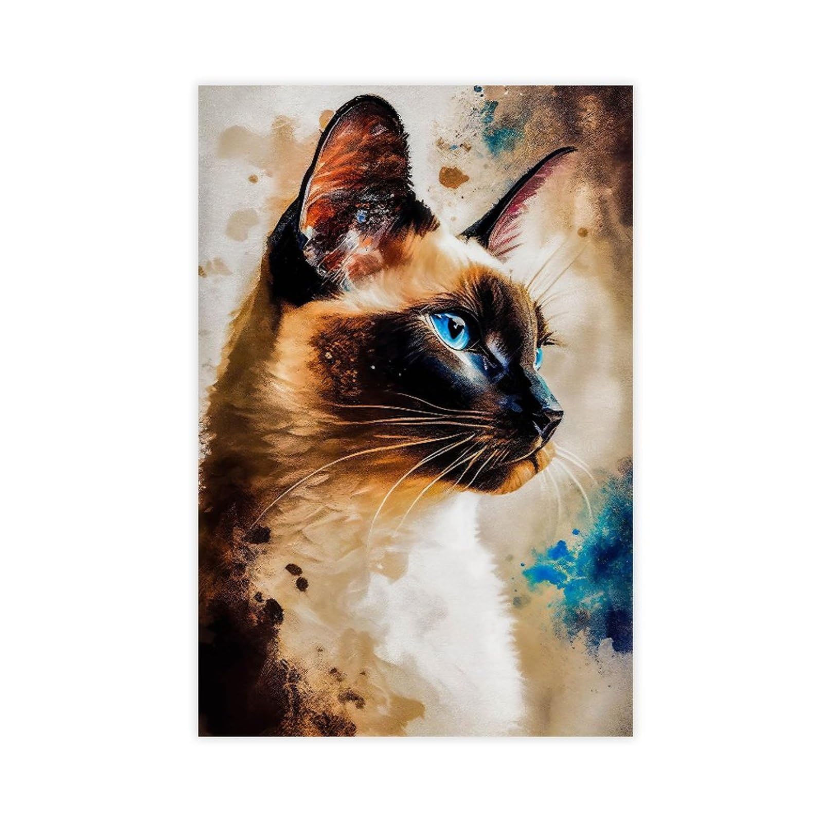 Qnvjqkdsi Unframe Watercolor Cat Animal Art (4) Canvas Poster Bedroom Decor Landscape Office Room Decor Gift 20" L X 30" W