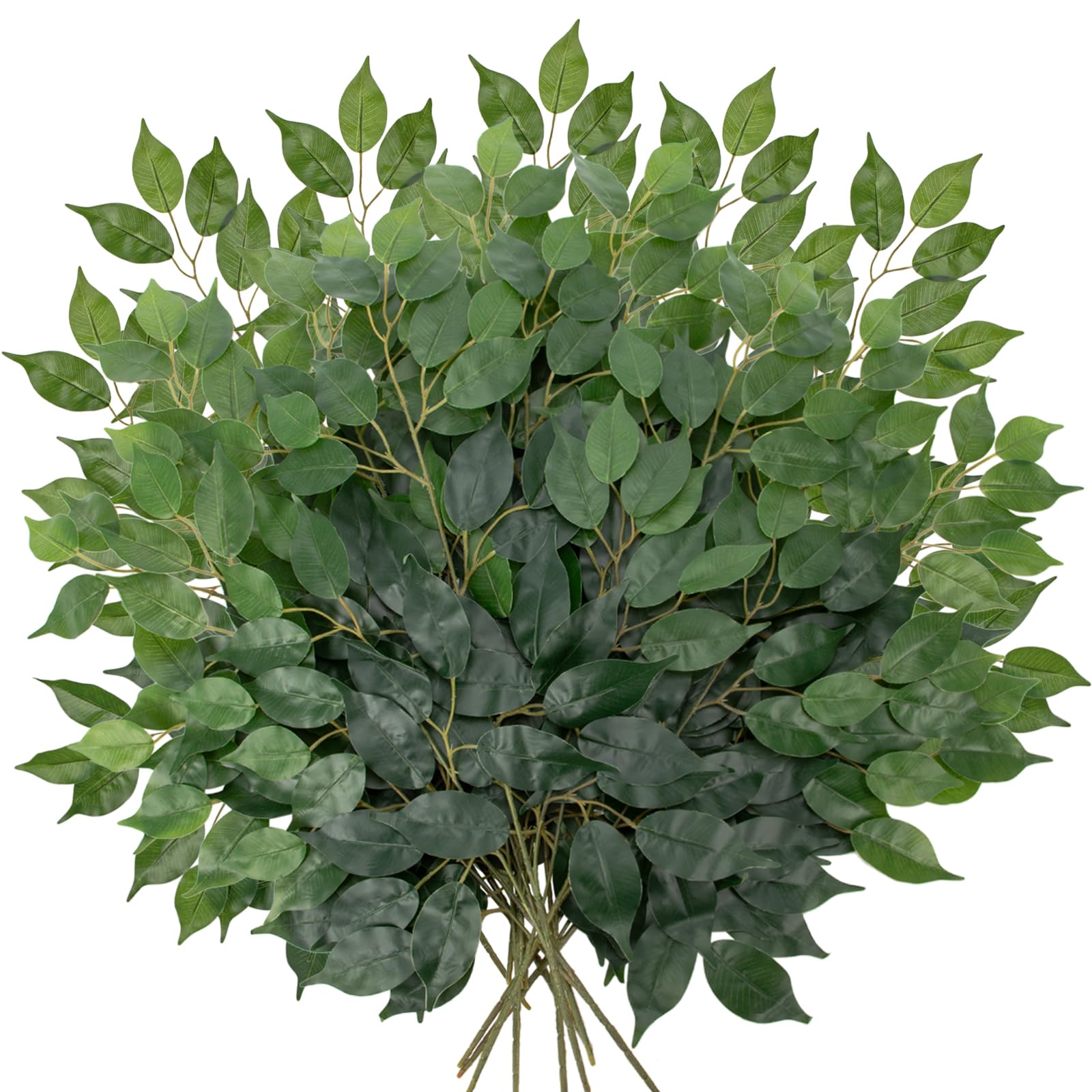 24PCS Ficus Leaves Artificial Branches 24" Faux Ficus Greenery Tree Branches Fake Ficus Leaves Sprays for Tree DIY Arch Wedding Wall Decor - Green