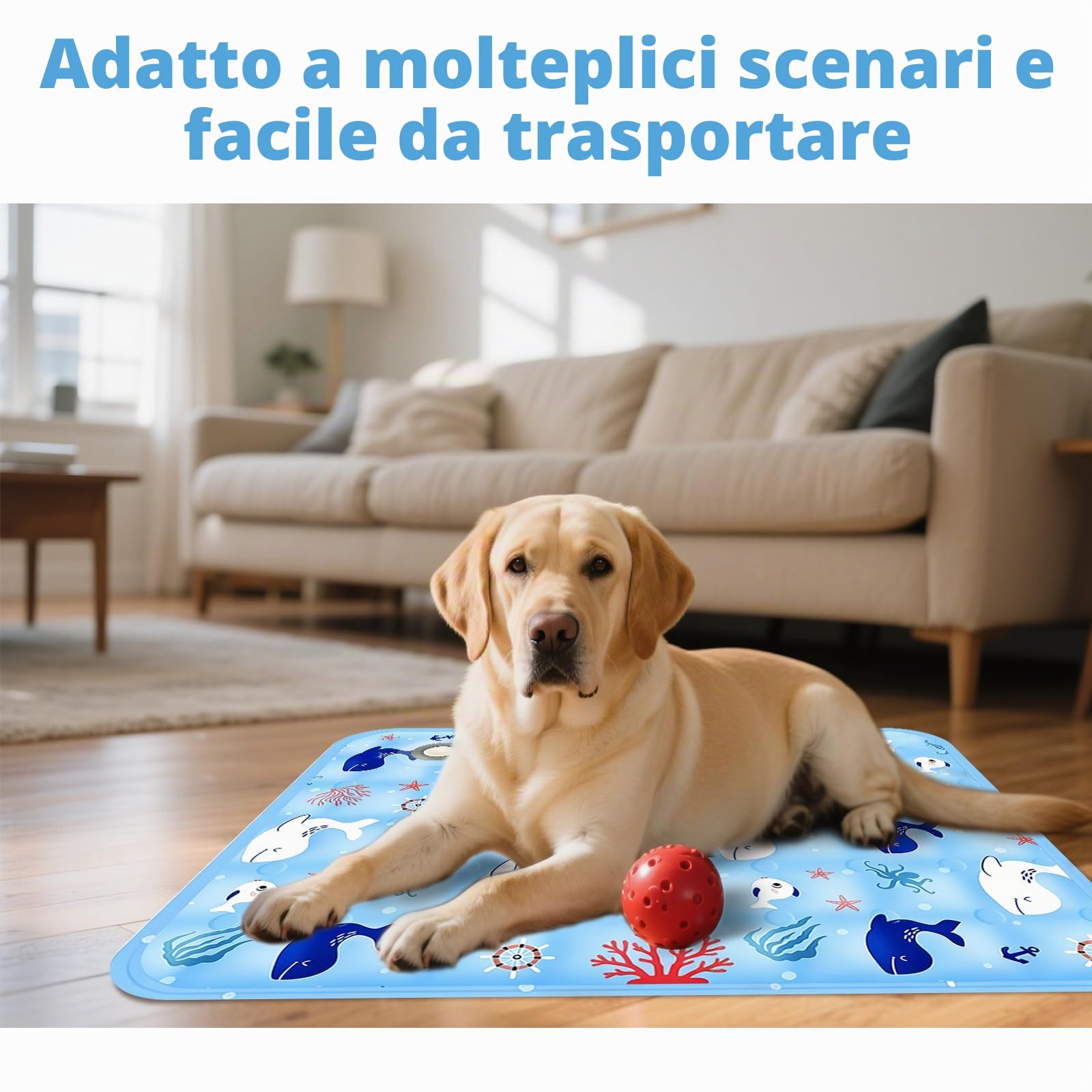 Tappetino refrigerante per cani e gatti, 50 x 60 cm, con gel impermeabile, tappetino refrigerante per animali domestici, tappetino refrigerante riempito d'acqua, tappetino rinfrescante