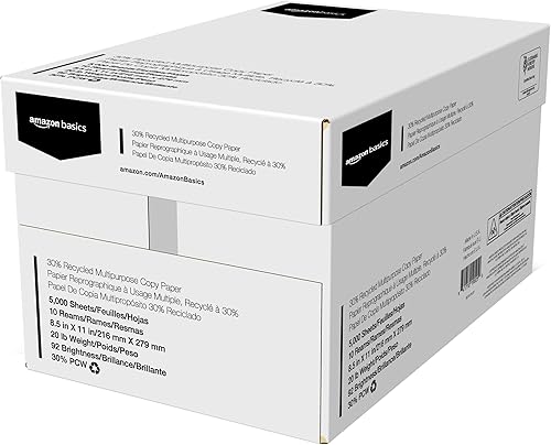 Miniatura 9 de Tienda Basics Papel para impresora de copia multiusos reciclado, 30 % - 8.5 x 11 pulgadas, 1 resma, 500 unidades (hojas), blanco