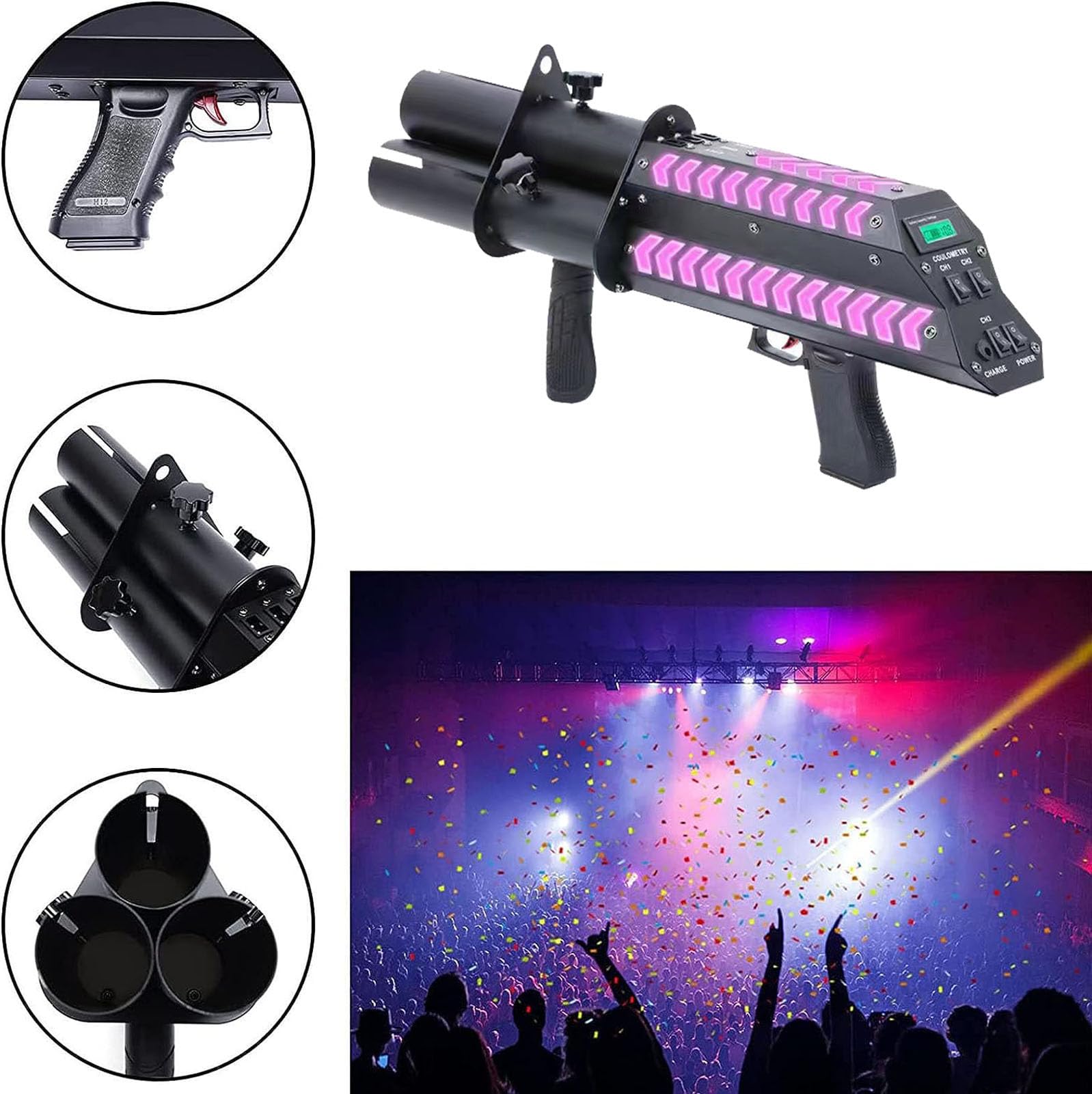 Macchina Cannone Elettrica per Coriandoli, Pistola Blaster per Coriandoli, Spara Coriandoli Professionale per Eventi Speciali, Feste, Club, Matrimoni, Concerti