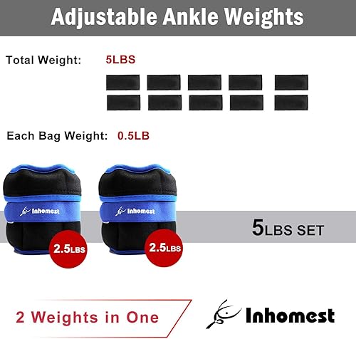 Miniatura 4 de Pesas de tobillo ajustables de 1-51012 libras, pesas para piernas para hombres y mujeres, pesas de muñeca y tobillo para terapia física, yoga,