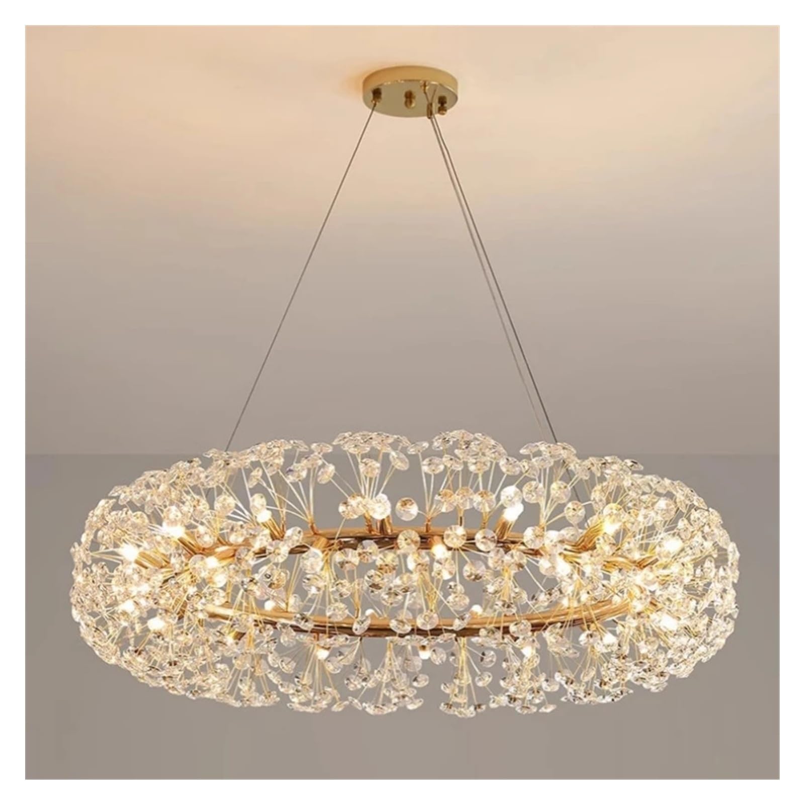 ASerZenith Chandelier, Design Sun Flower Crystal Chandeliers For Living Room Kitchen Island Loft Led Pendant Lighting House Decor Suspension Lamp,Ring D60Cm-Warm