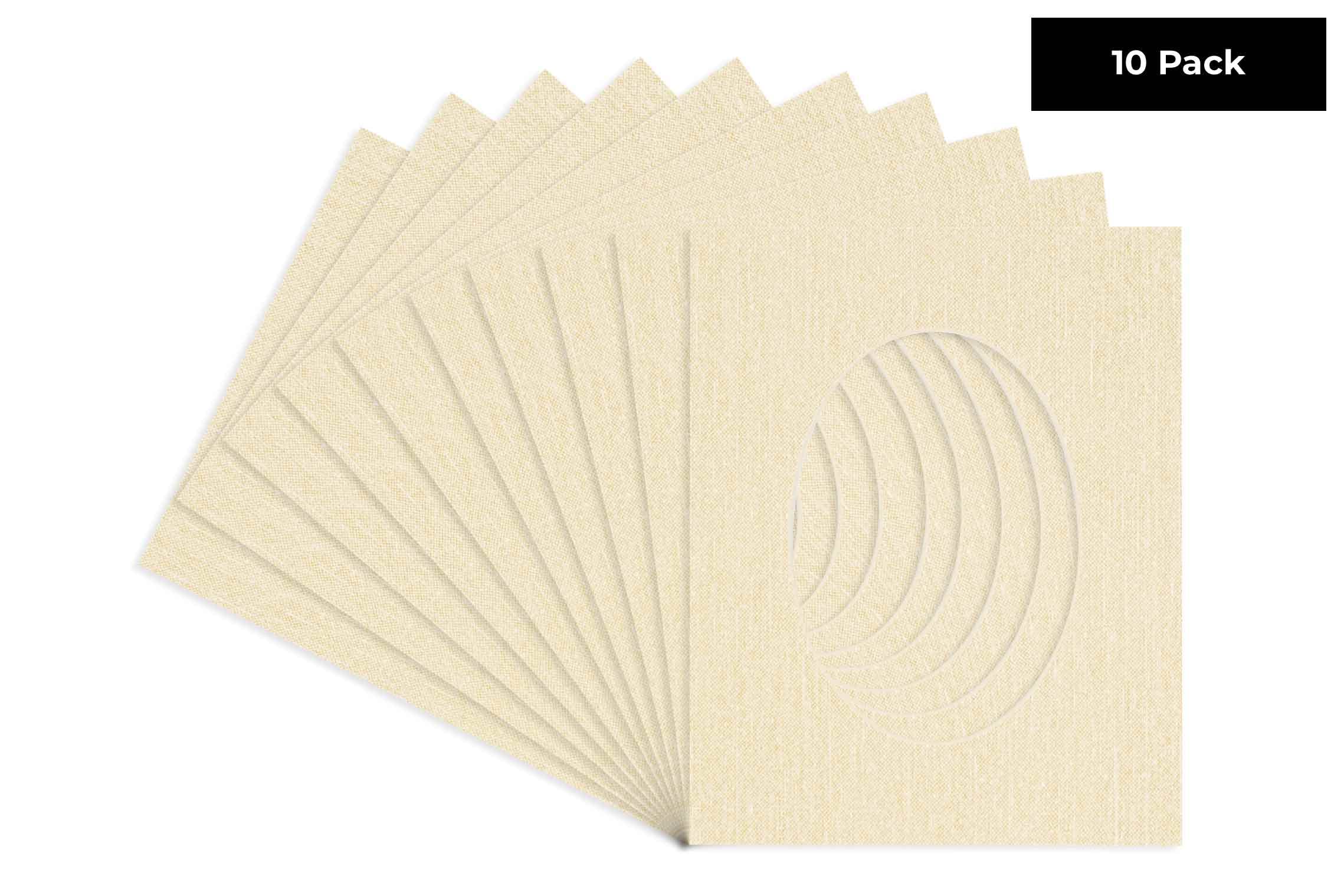 Fresh Linen Canvas Acid Free 6x8 Oval Picture Frame Mat with White Core Bevel Cut for 4x5 Pictures - Fits 6x8 Frame - Pack of 10 Matboard Show Kits With Acid Free Backings & Clear Bags