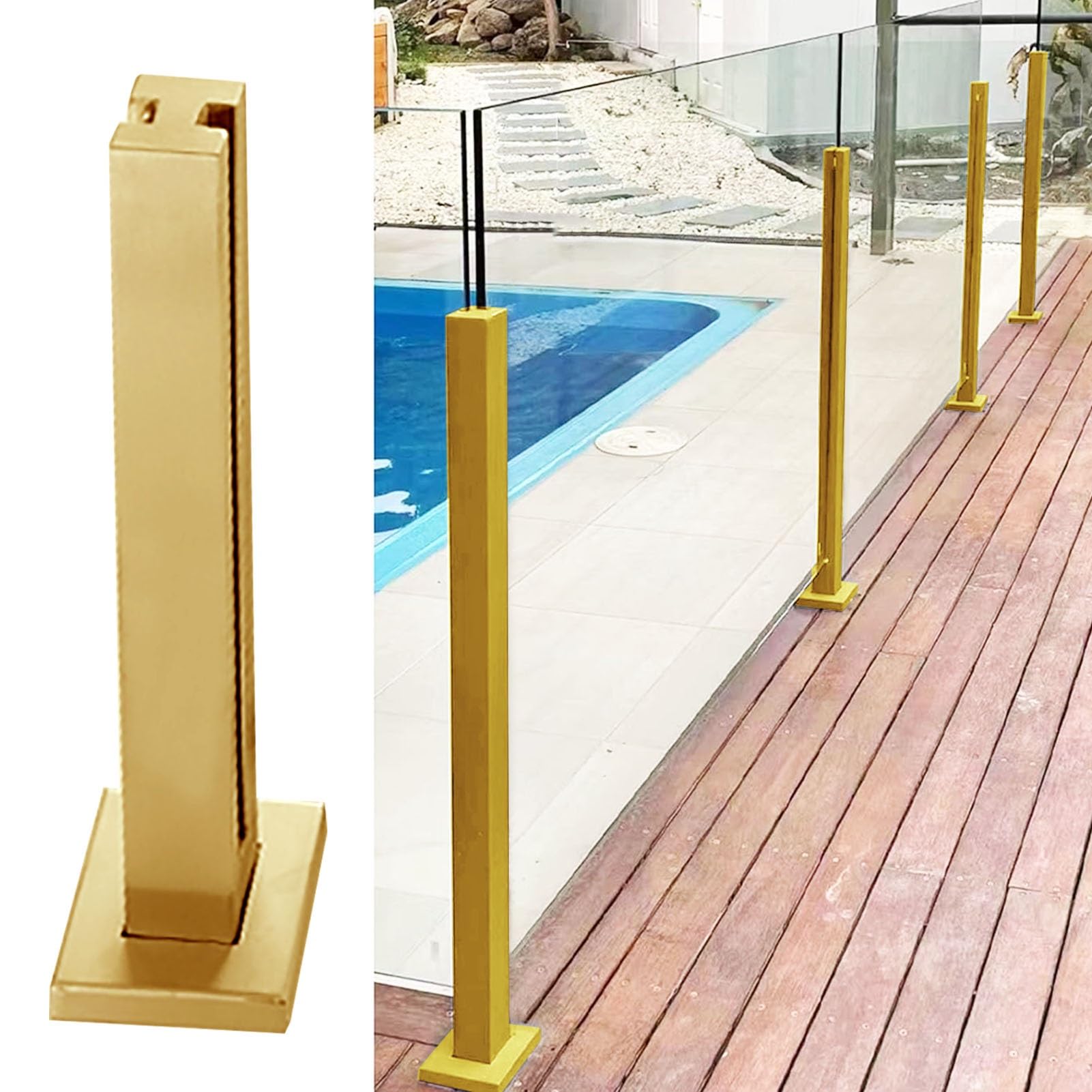 Poteau de Garde-Corps en Verre pour Balustrade de Terrasse et Piscine 36 a 47 Pouces