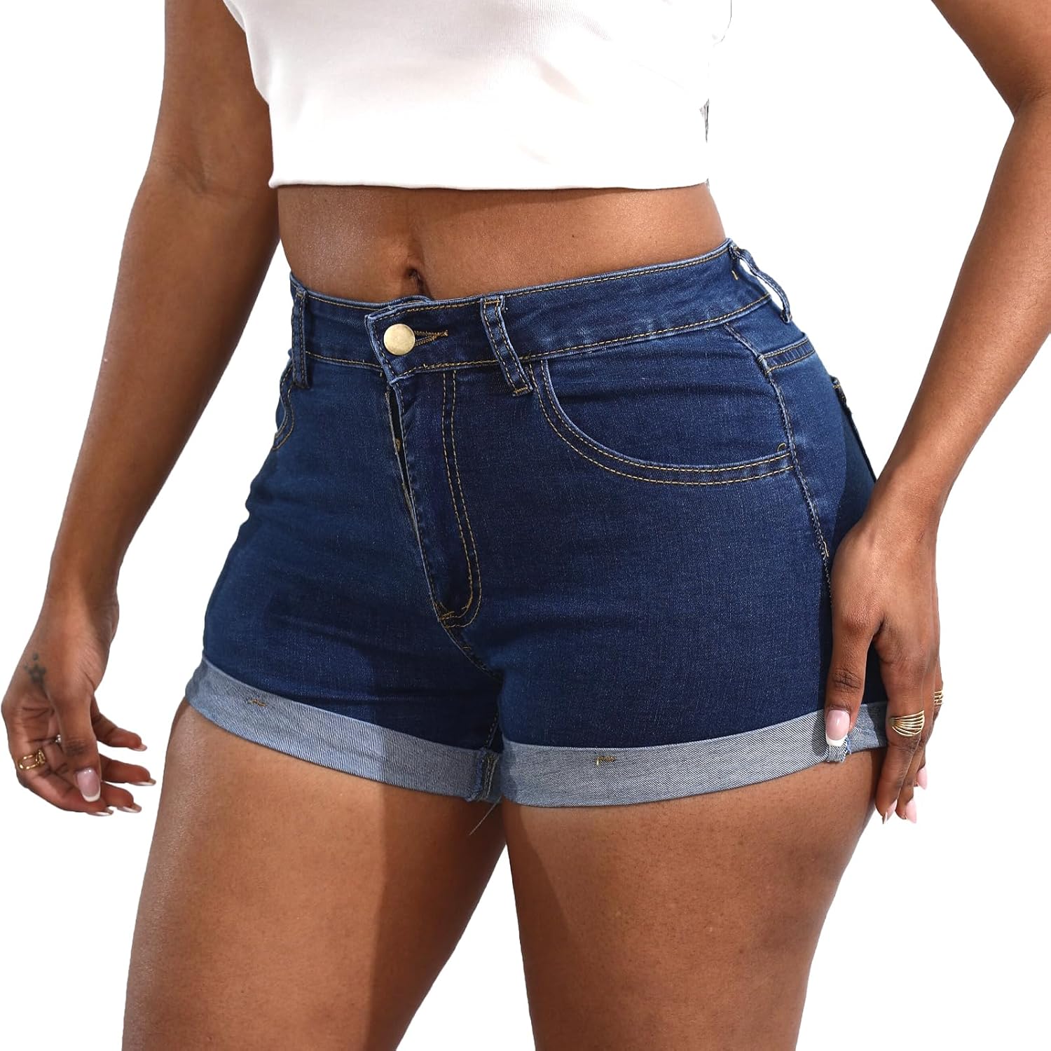 Weigou Women Jean Short Ripped Hot Shorts Comfy Stretchy Women Fringed Denim Shorts