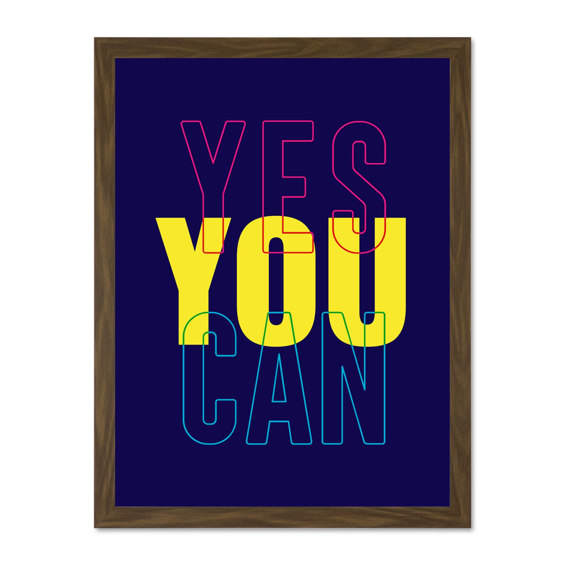 Wee Blue Coo Positivity Yes You Can Typography Large Framed Art Print Poster Wall Decor 18x24 inch