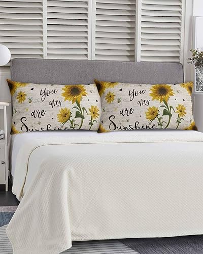 Miniatura 5 de Fundas de almohada de tamaño King de abeja de girasol, fundas de almohada suaves para cama, fundas decorativas de lujo para sofá de cuerpo largo con