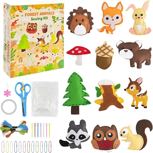 Kit Couture Enfant en Feutre Animaux - Ensemble DIY Débutants 6+